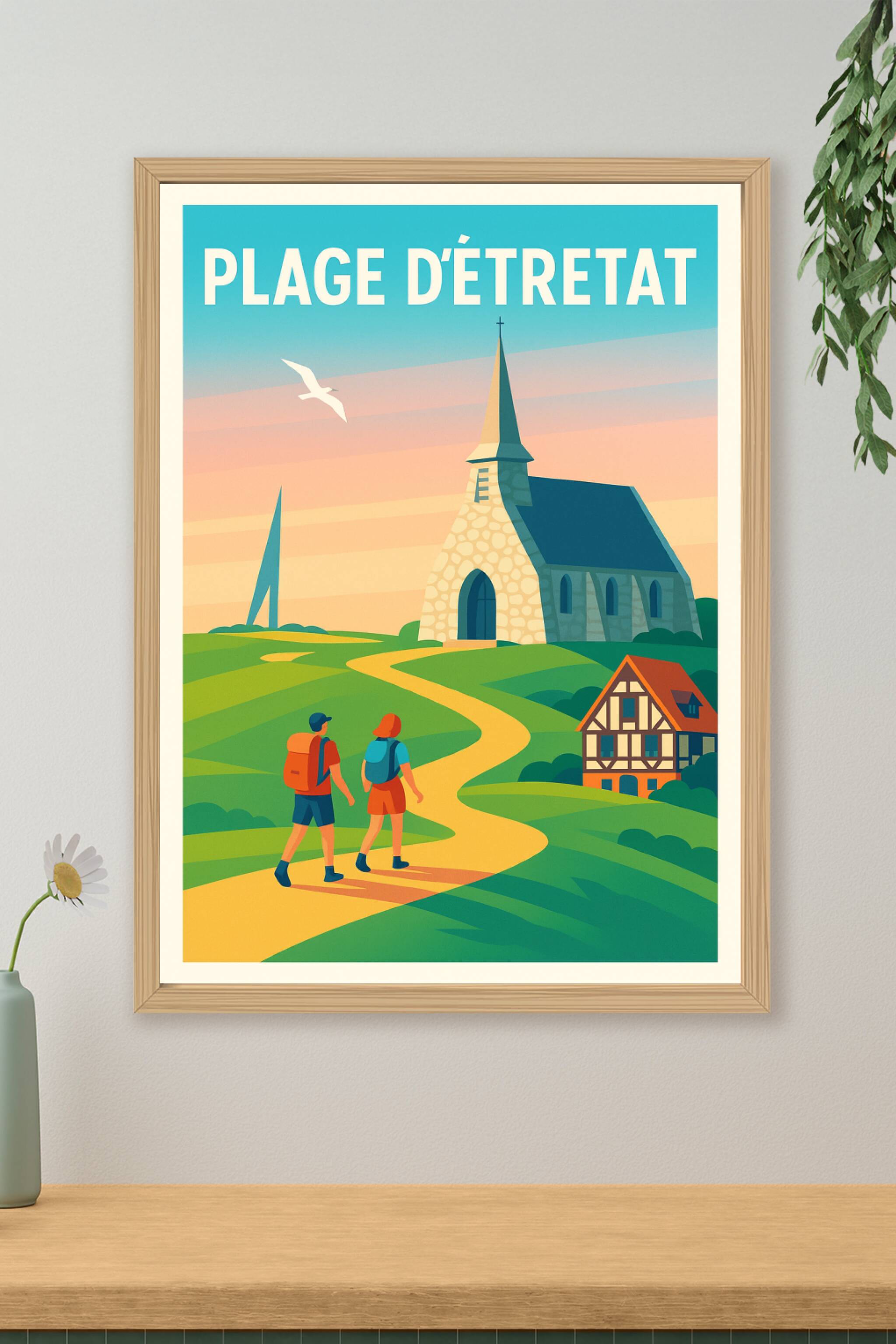 Affiche de Plage d'Étretat - L'élégance sauvage de la côte normande
