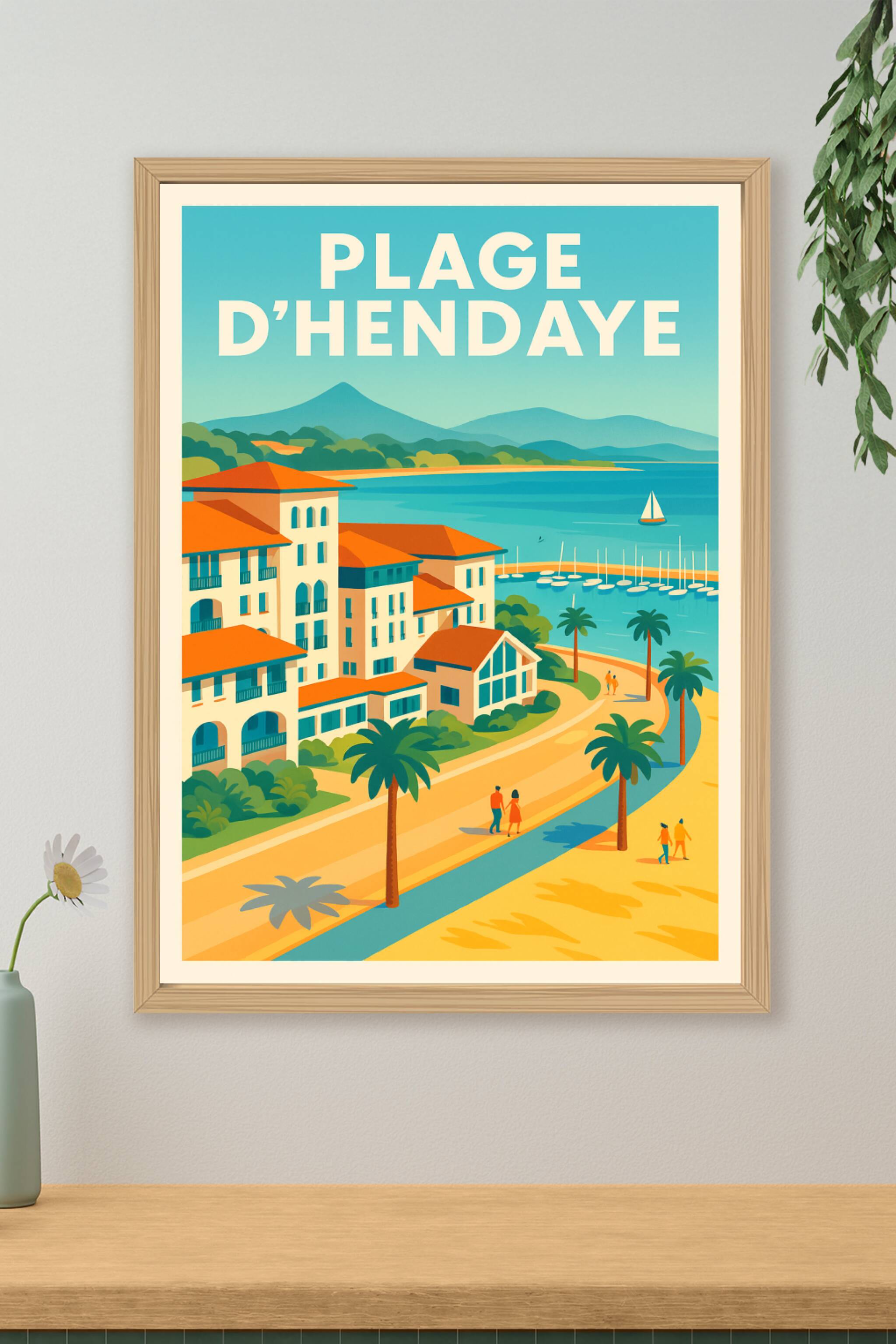 Affiche de Plage d'Hendaye - Évasion ensoleillée sur la Côte Basque