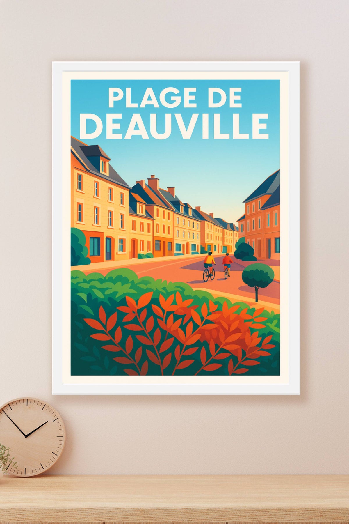 Affiche de Plage de Deauville - L'élégance balnéaire entre architecture et vélo