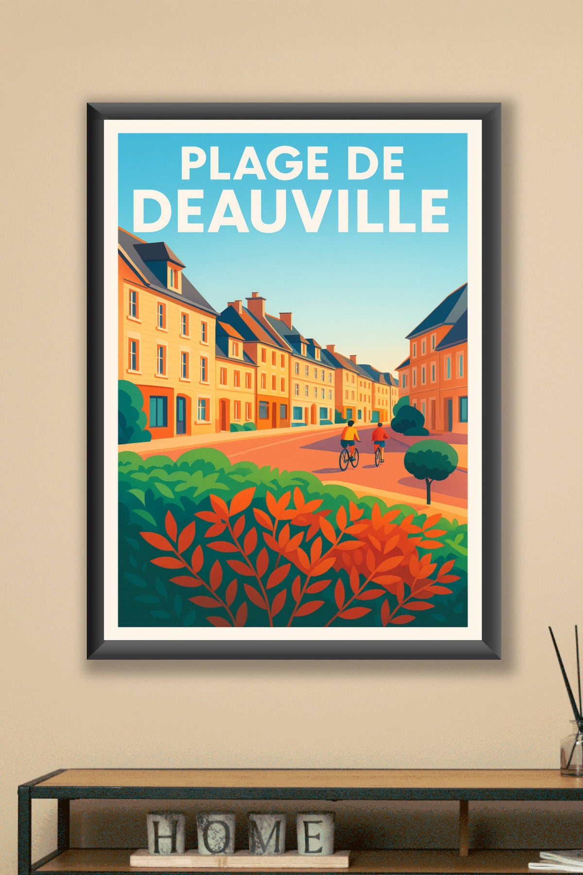 Affiche de Plage de Deauville - L'élégance balnéaire entre architecture et vélo