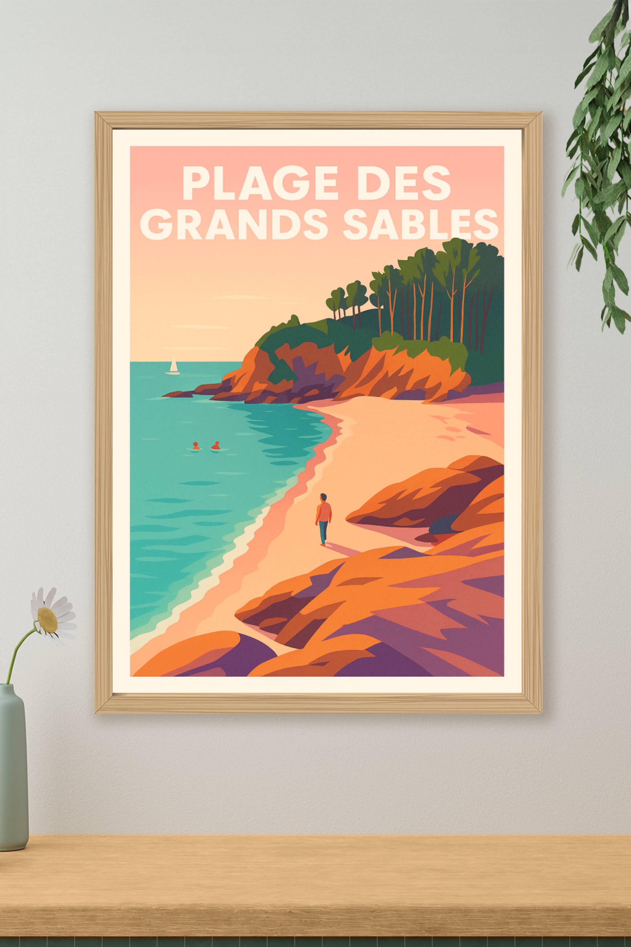 Affiche de Plage des Grands Sables - L'éclat vintage de l'île de Groix