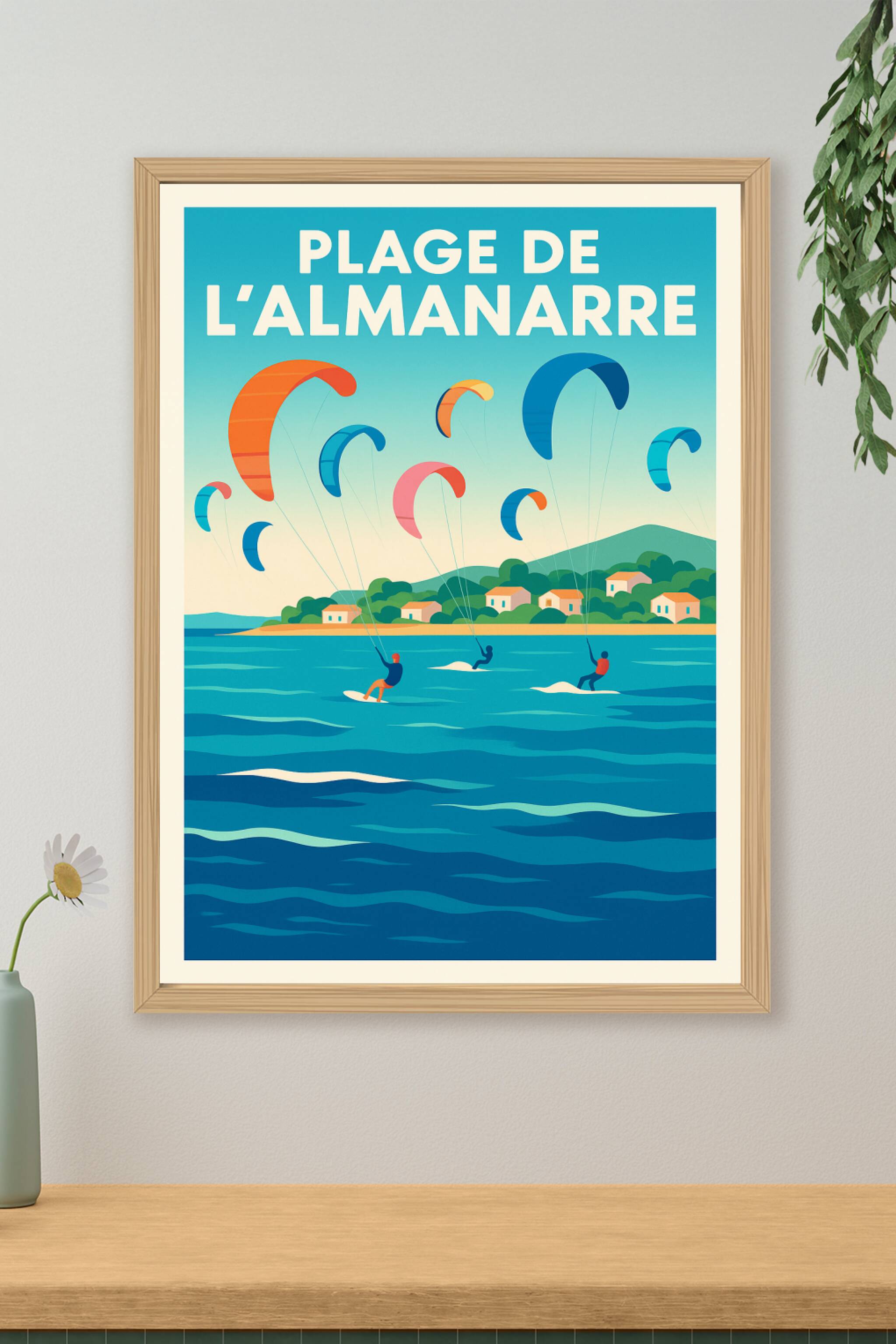 Affiche de Plage de l'Almanarre - Le paradis du kitesurf à Hyères