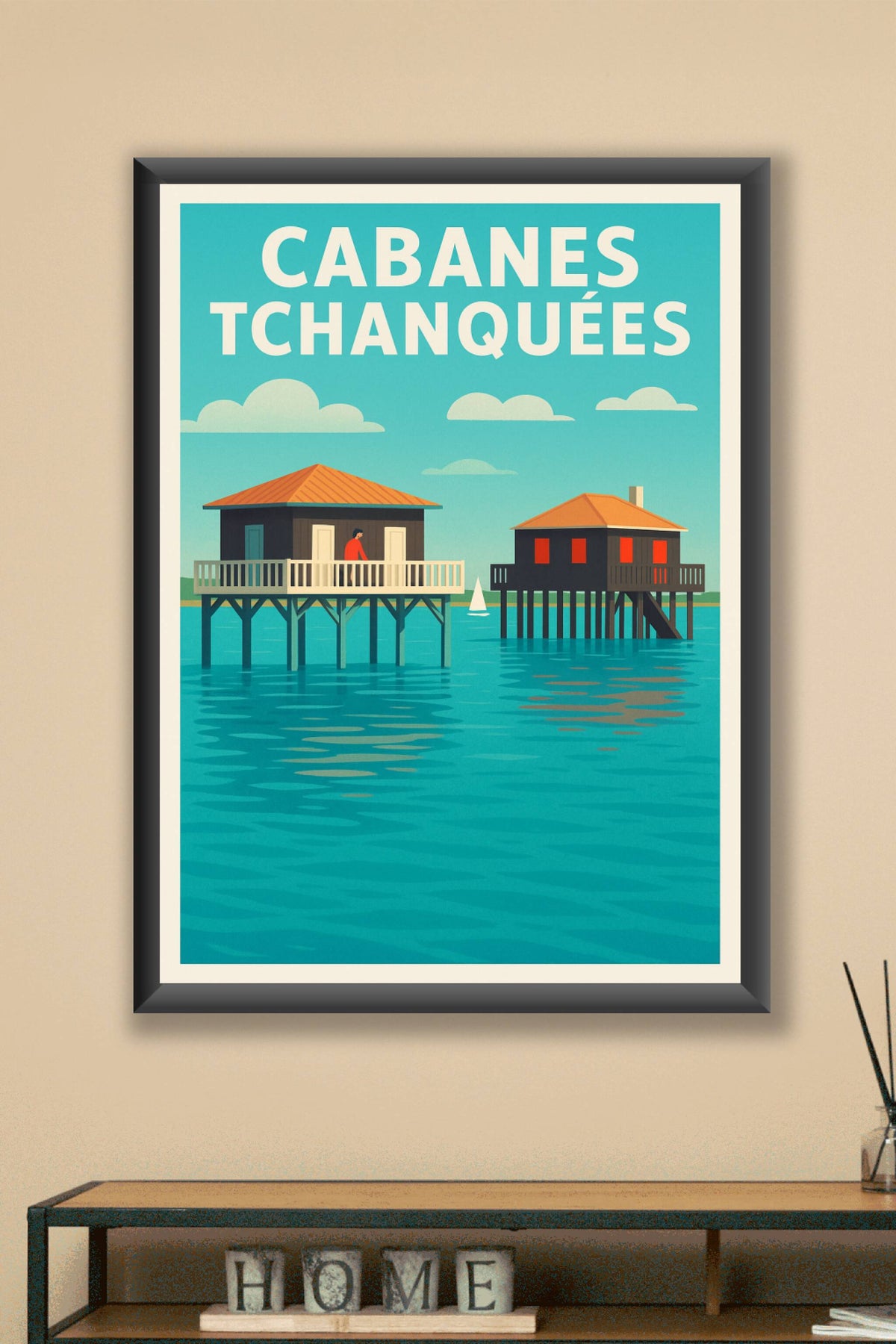 Affiche de Cabanes Tchanquées - L'élégance du Bassin d'Arcachon sur vos murs