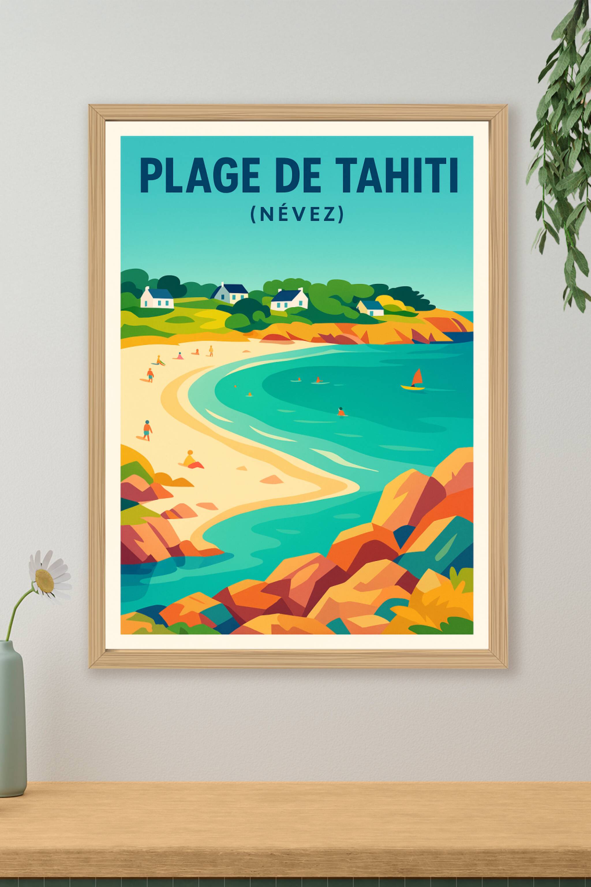 Affiche de Plage de Tahiti (Névez) - L'éclat de la Bretagne aux airs de paradis