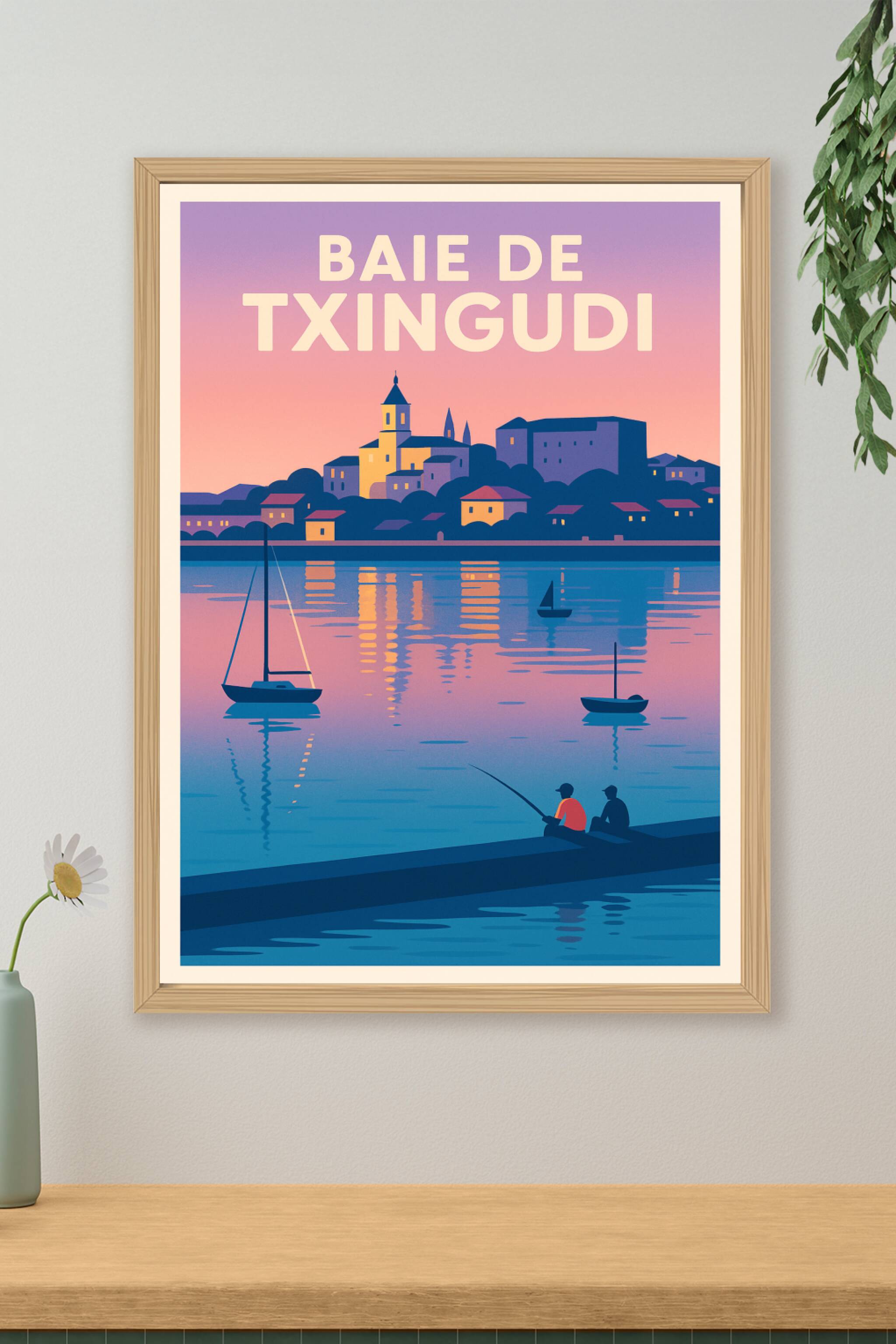 Affiche de Baie de Txingudi - L'élégance du Pays Basque au crépuscule