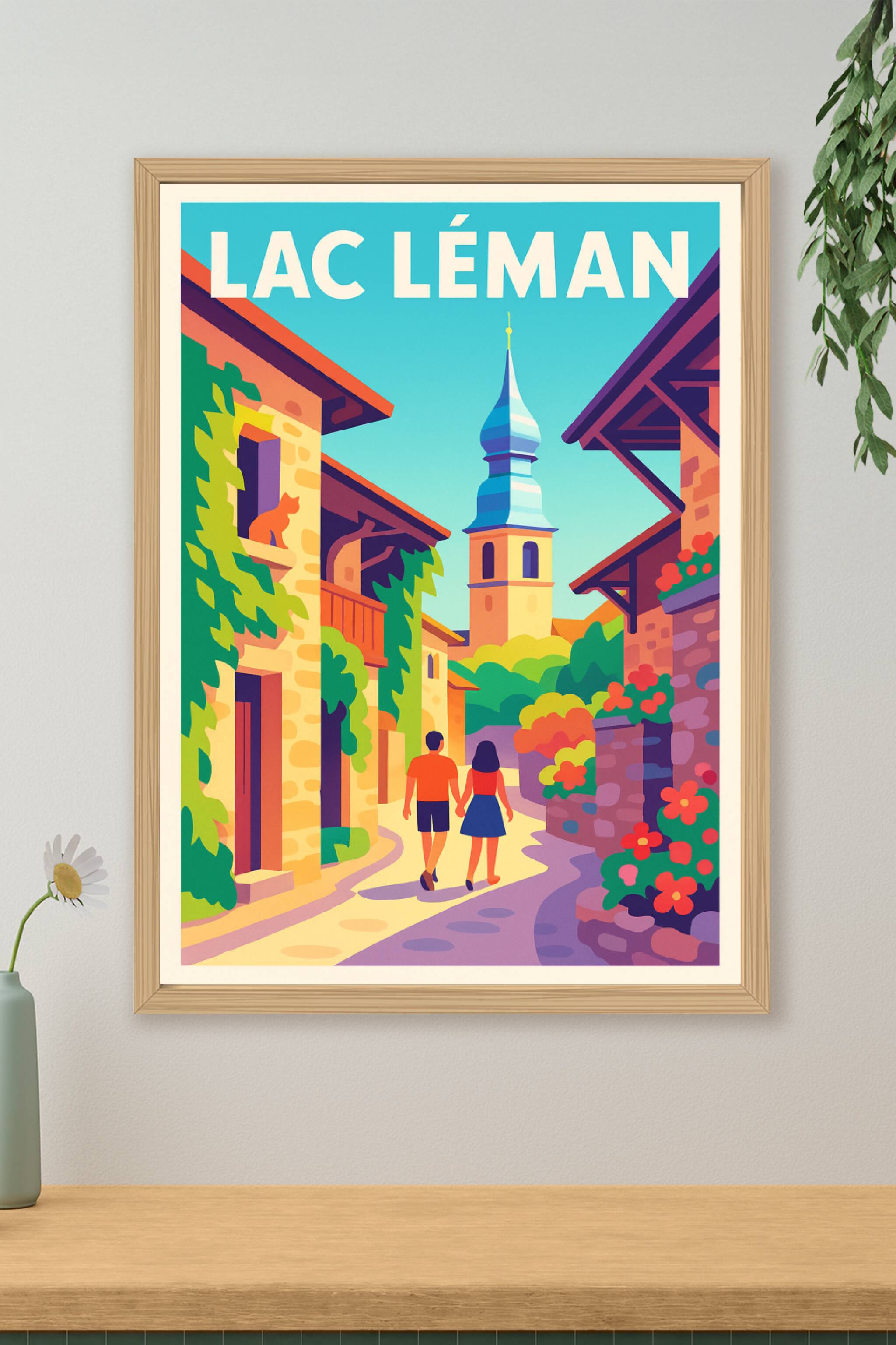 Affiche de Lac Léman - Douceur de vivre entre ruelles fleuries et clochers