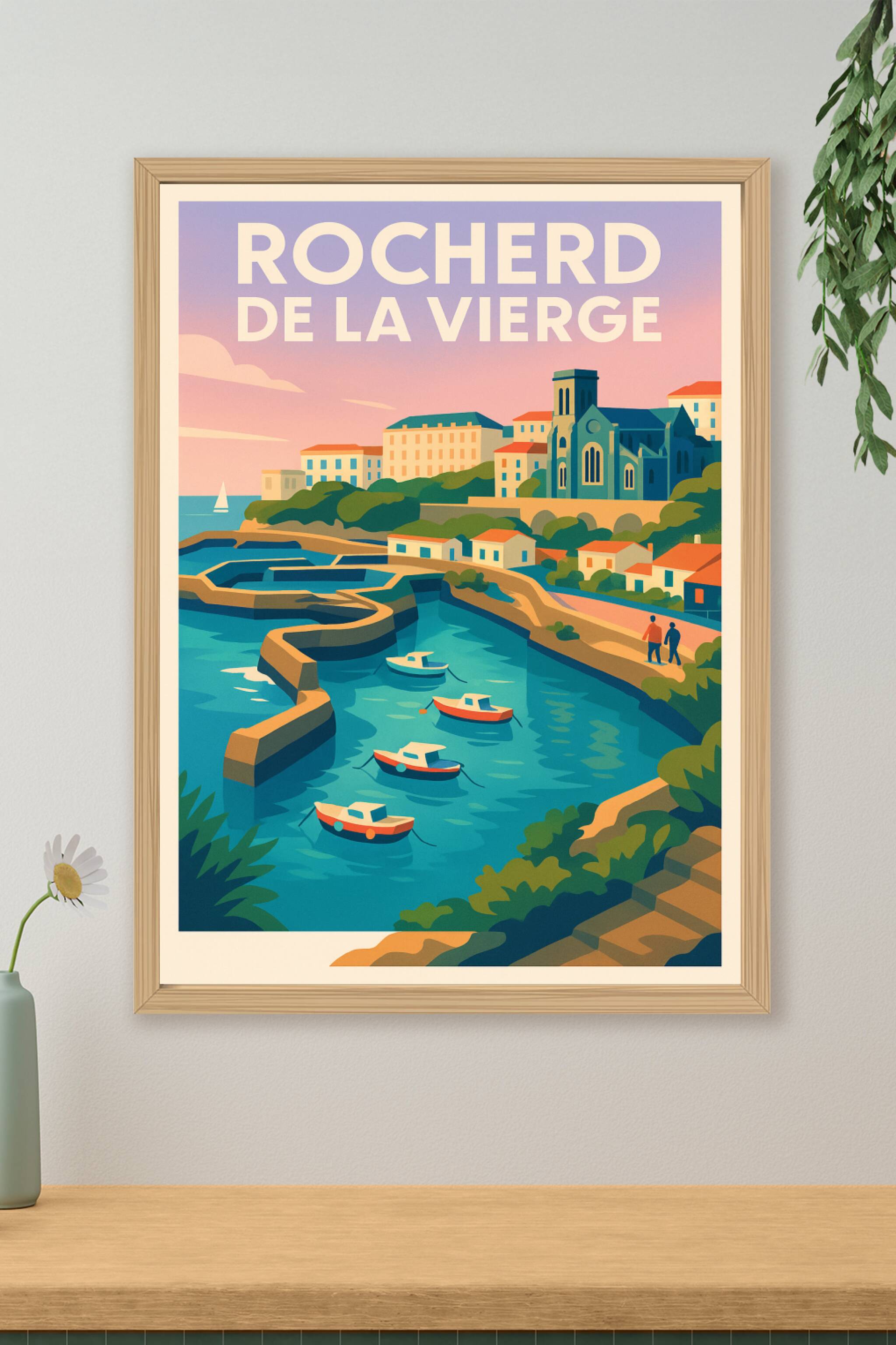 Affiche de Rocher de la Vierge - L'élégance intemporelle de la côte basque