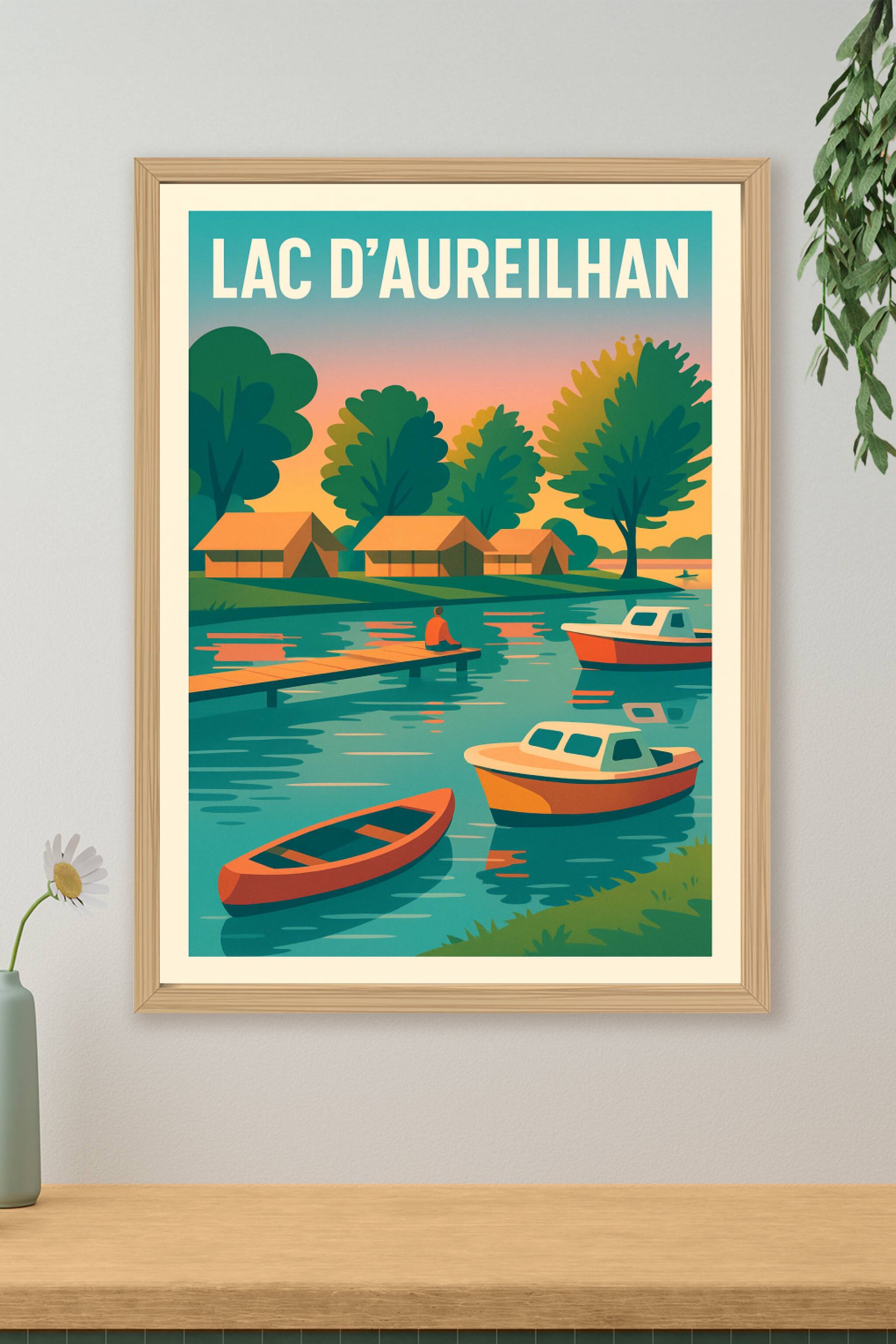 Affiche de Lac d'Aureilhan - Sérénité landaise au bord de l'eau
