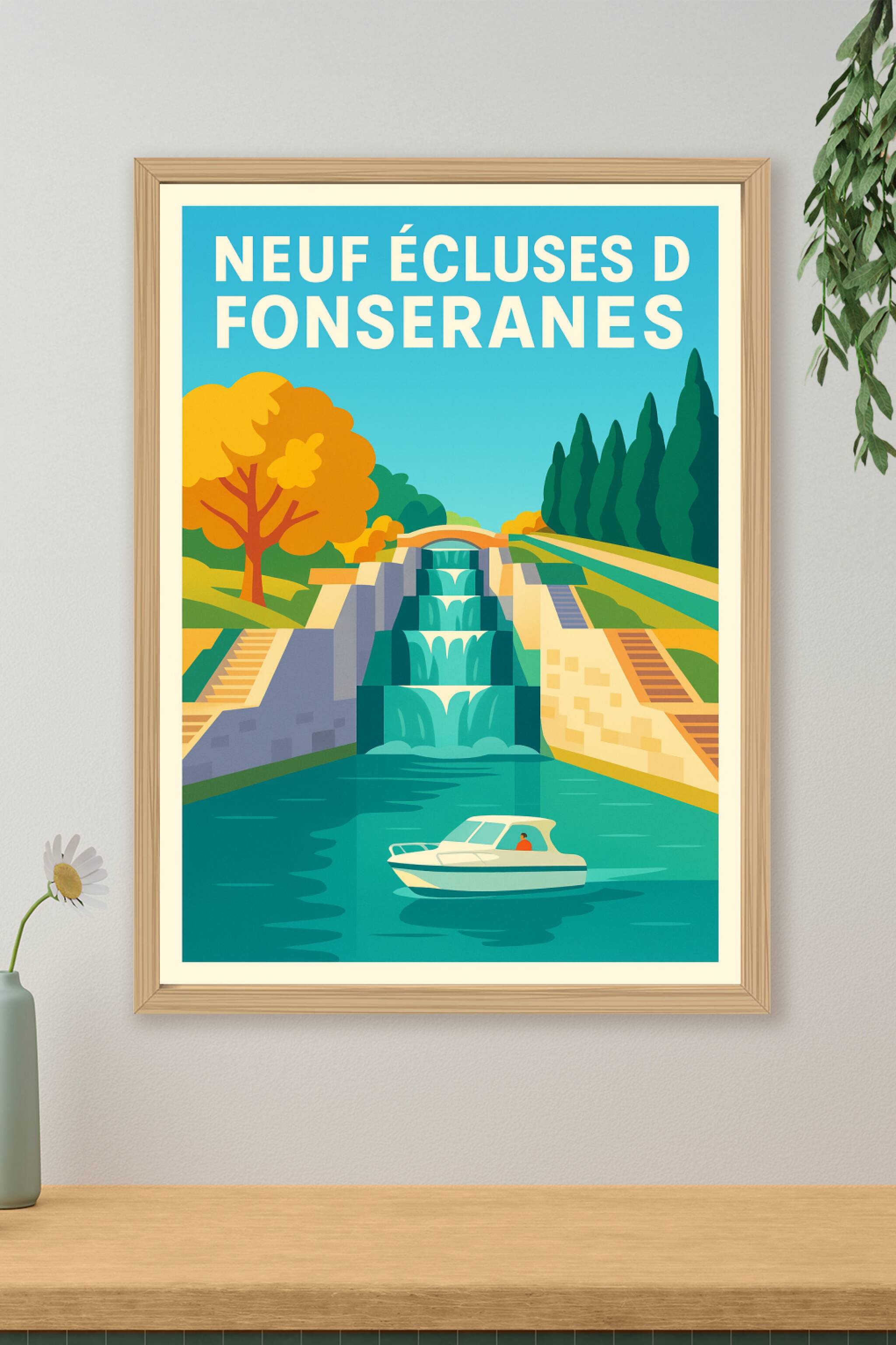 Affiche de Neuf Écluses de Fonseranes - L'élégance du Canal du Midi chez vous