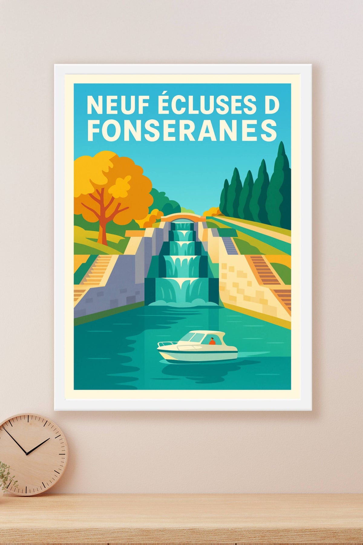 Affiche de Neuf Écluses de Fonseranes - L'élégance du Canal du Midi chez vous