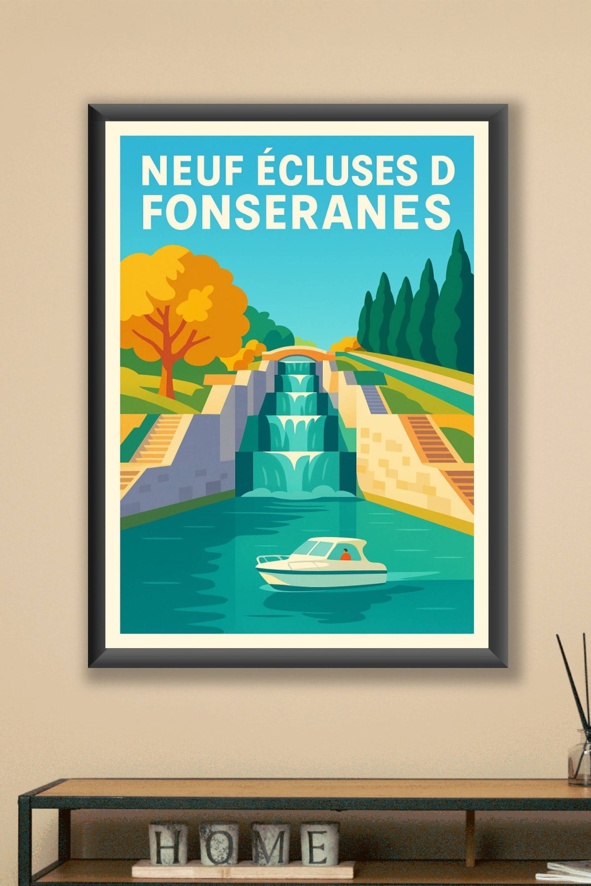 Affiche de Neuf Écluses de Fonseranes - L'élégance du Canal du Midi chez vous