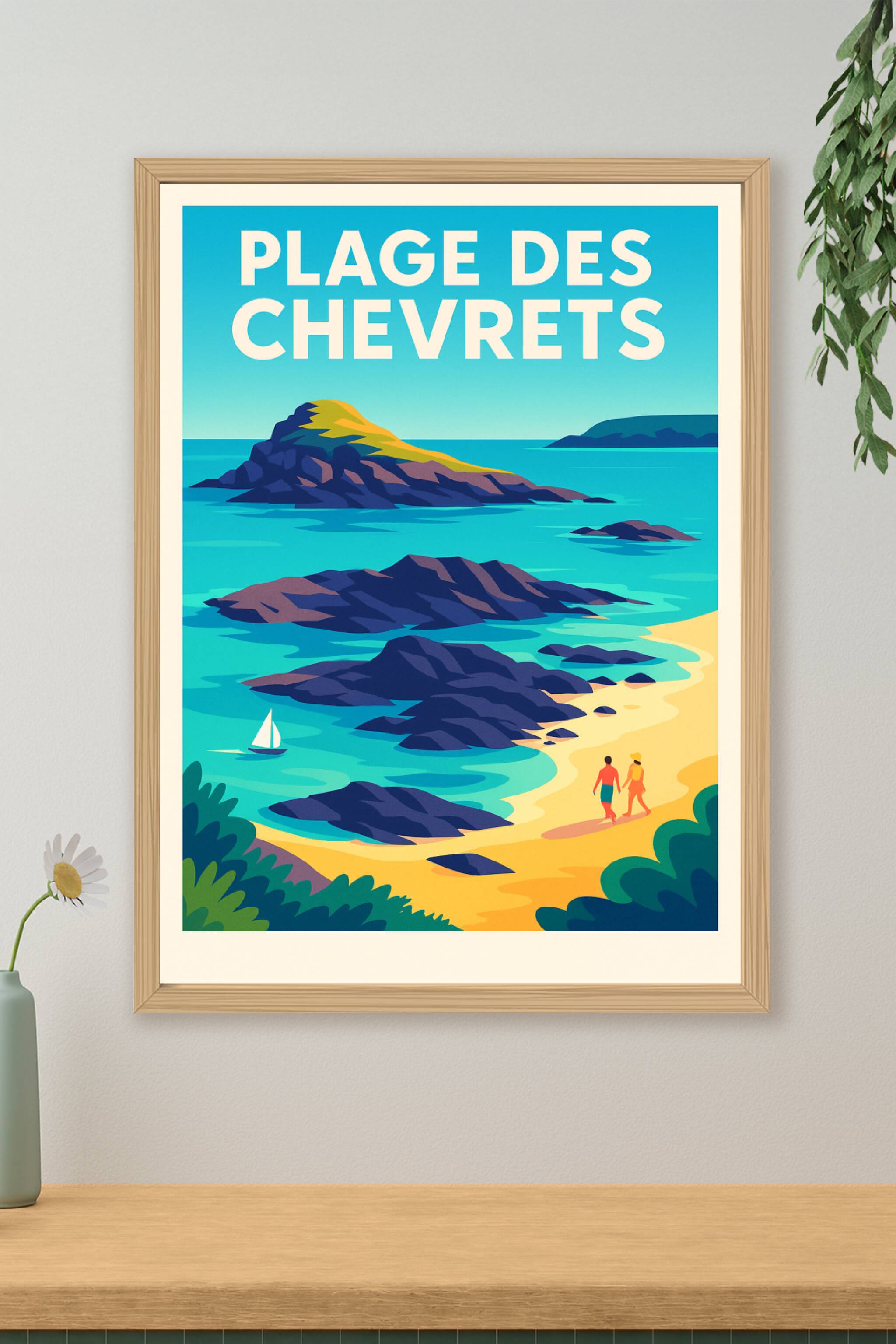 Affiche de Plage des Chevrets - L'éclat sauvage de la côte d'Émeraude