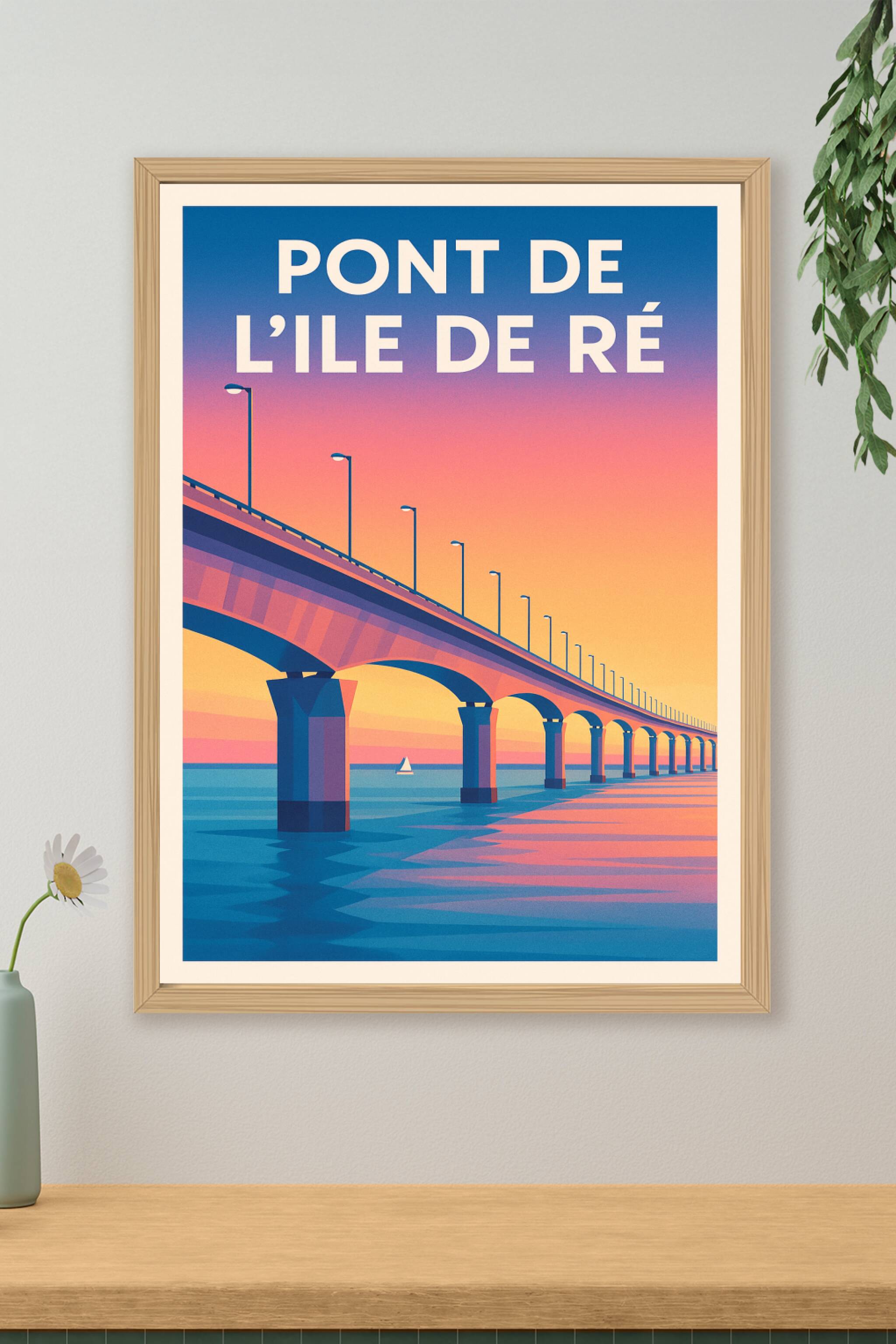 Affiche de Pont de l'île de Ré - L'élégance architecturale au coucher du soleil
