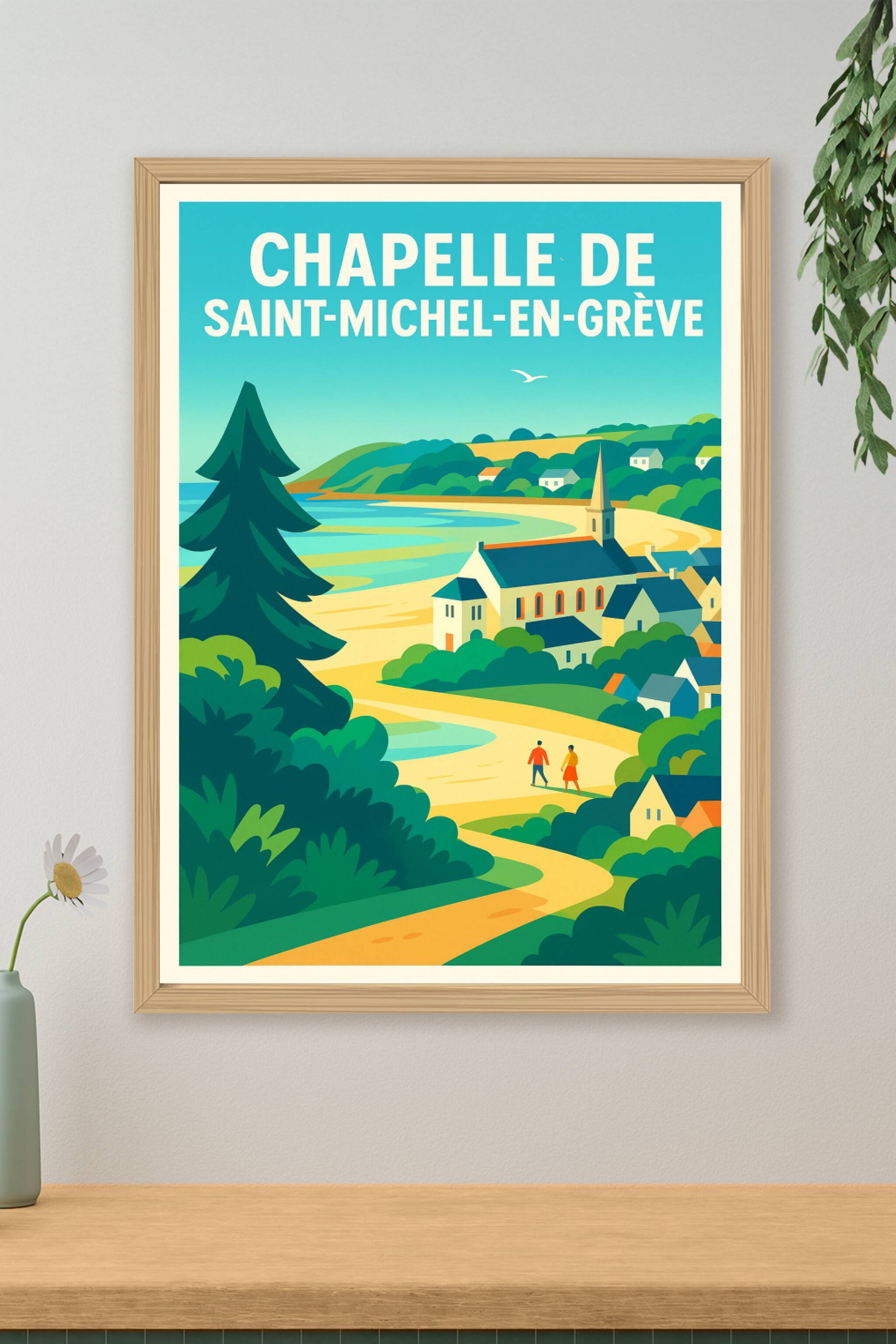 Affiche de Saint-Michel-en-Grève - L'essence de la côte bretonne en couleurs
