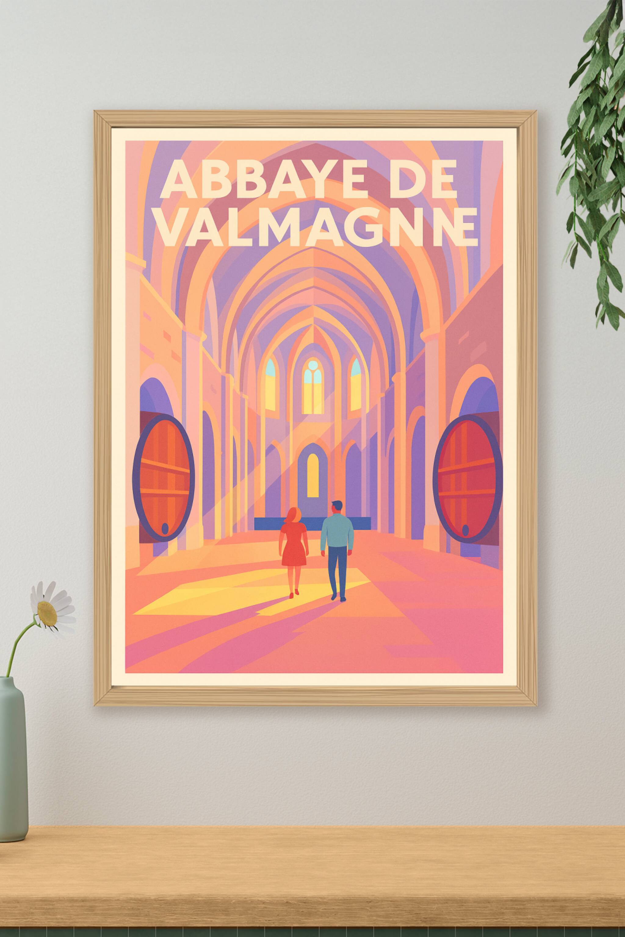 Affiche de Abbaye de Valmagne - La Cathédrale des Vignes en affiche vintage