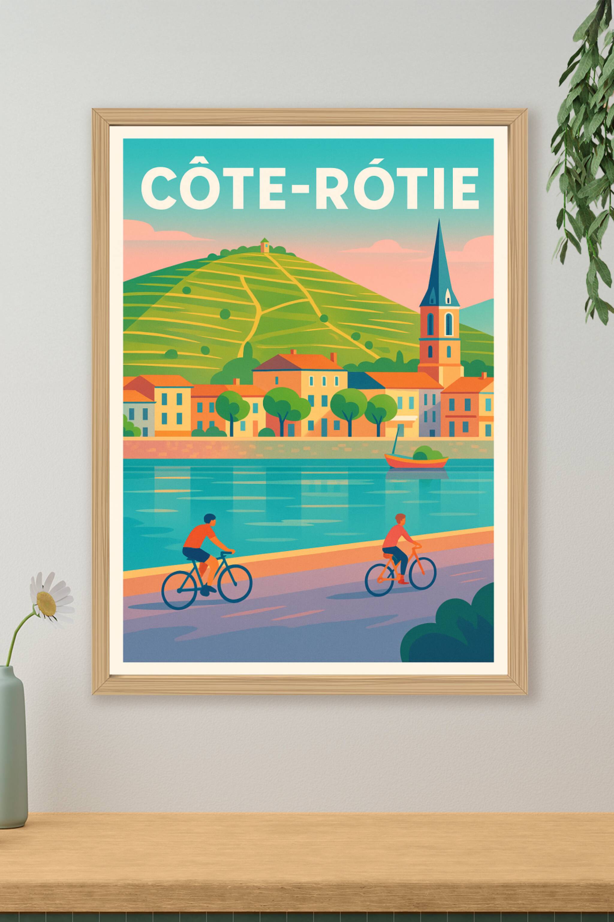 Affiche de Côte-Rôtie - L'élégance des vignobles au fil de l'eau