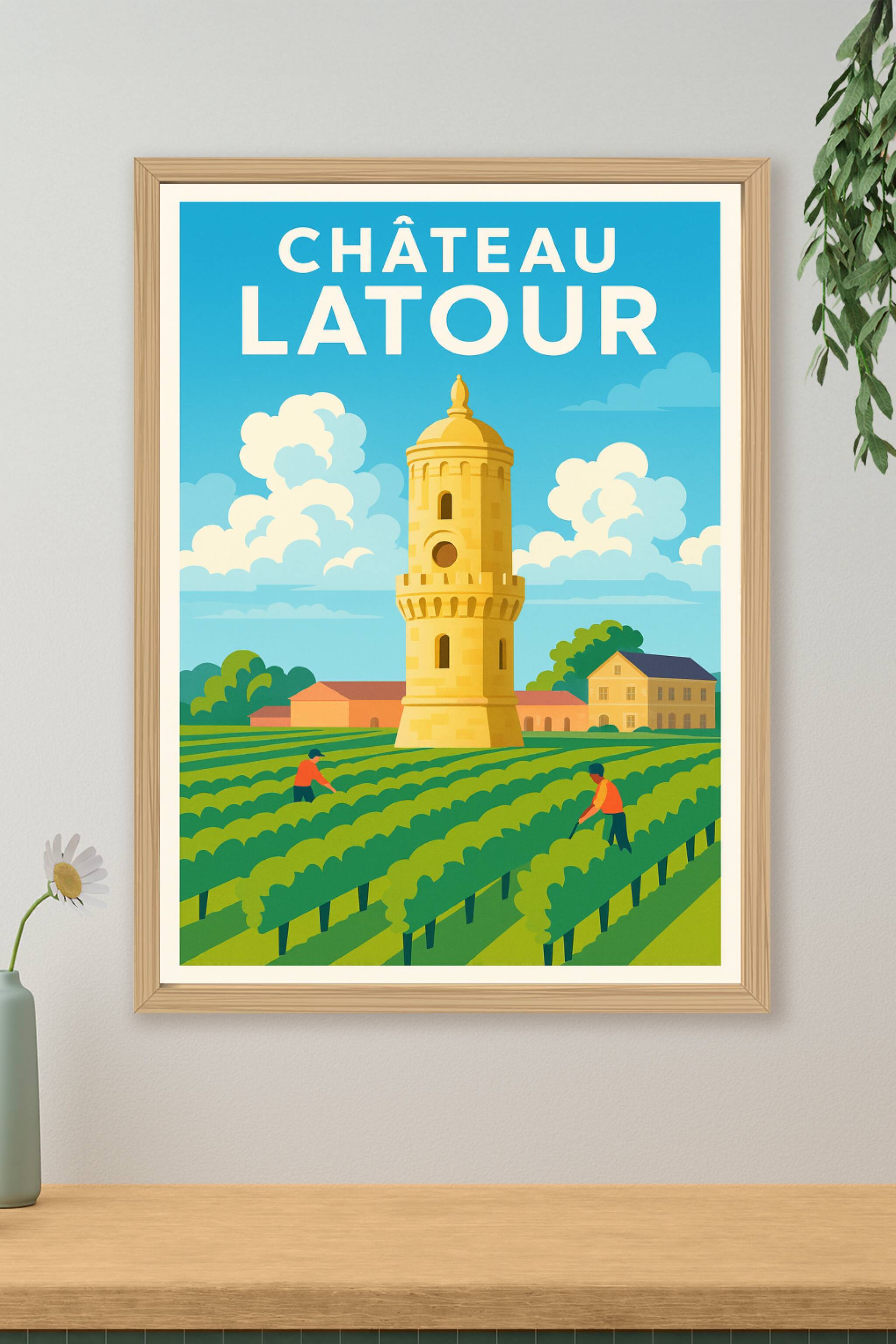 Affiche de Château Latour - L'élégance du vignoble bordelais en affiche