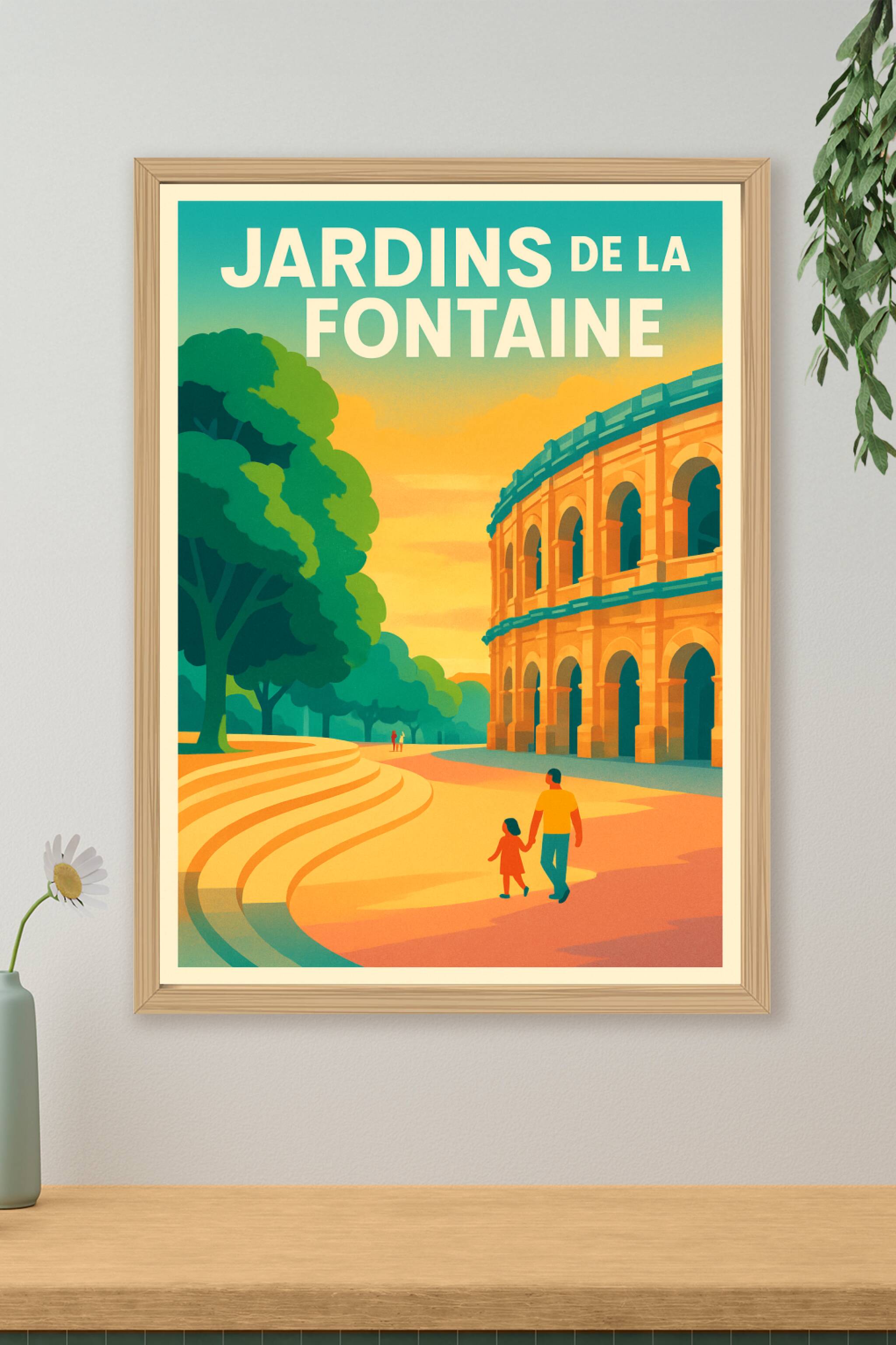 Affiche de Jardins de la Fontaine - L'élégance historique de Nîmes sous le soleil