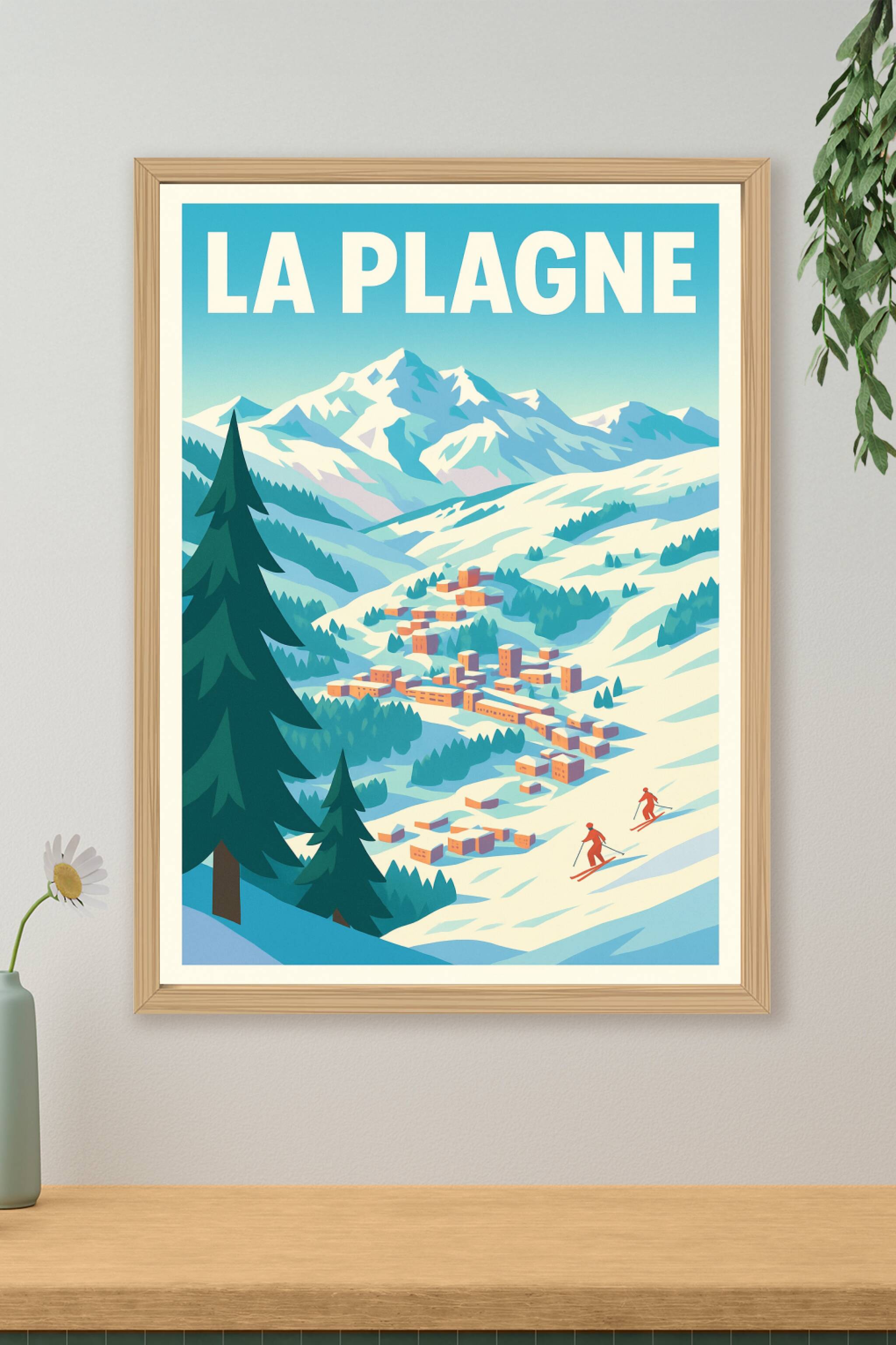 Affiche de La Plagne - L'esprit vintage des sommets enneigés