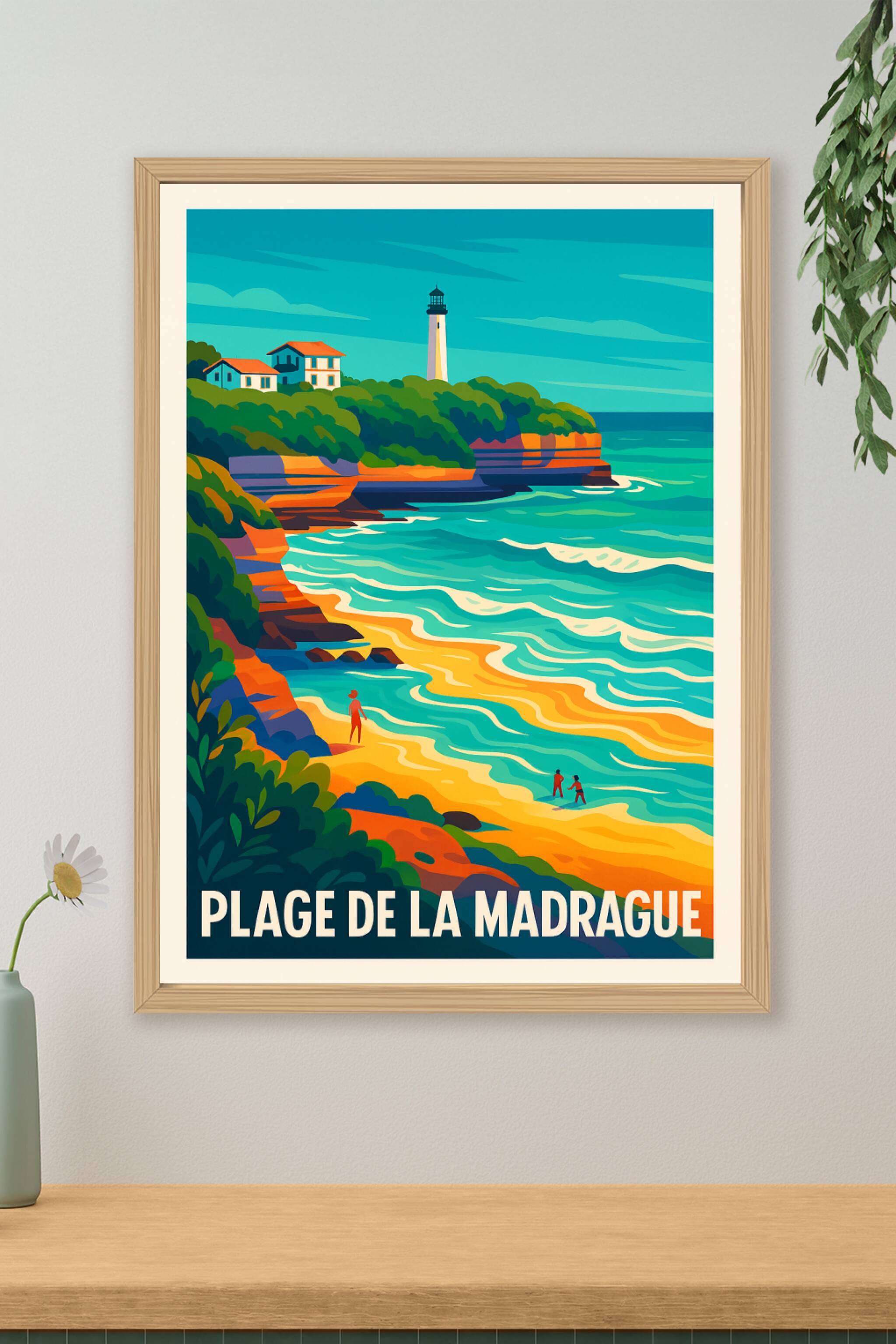 Affiche Plage de la Madrague — L'éclat du littoral basque chez vous · poster d'art de Plage de la Madrague