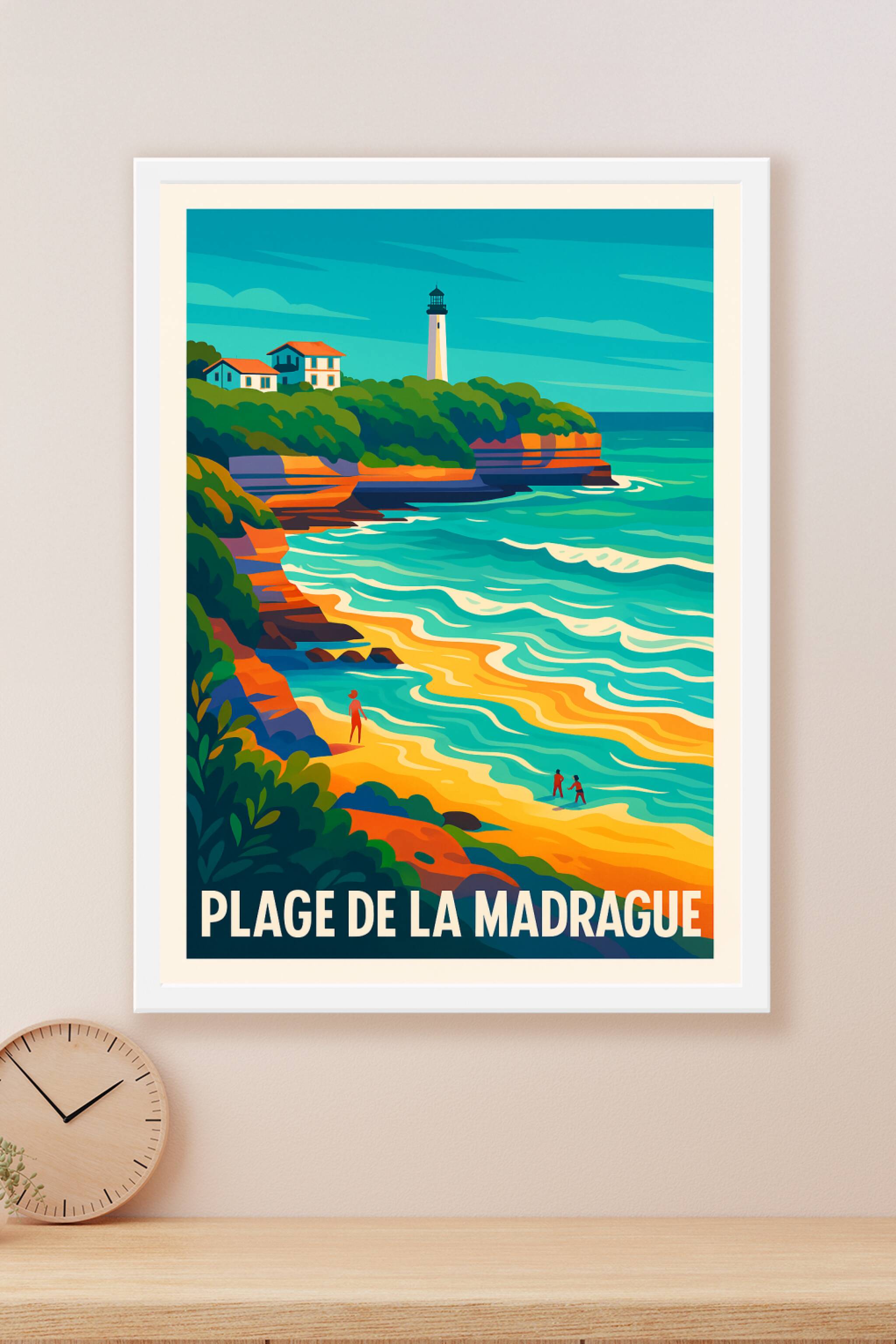 Affiche Plage de la Madrague — L'éclat du littoral basque chez vous · poster d'art de Plage de la Madrague