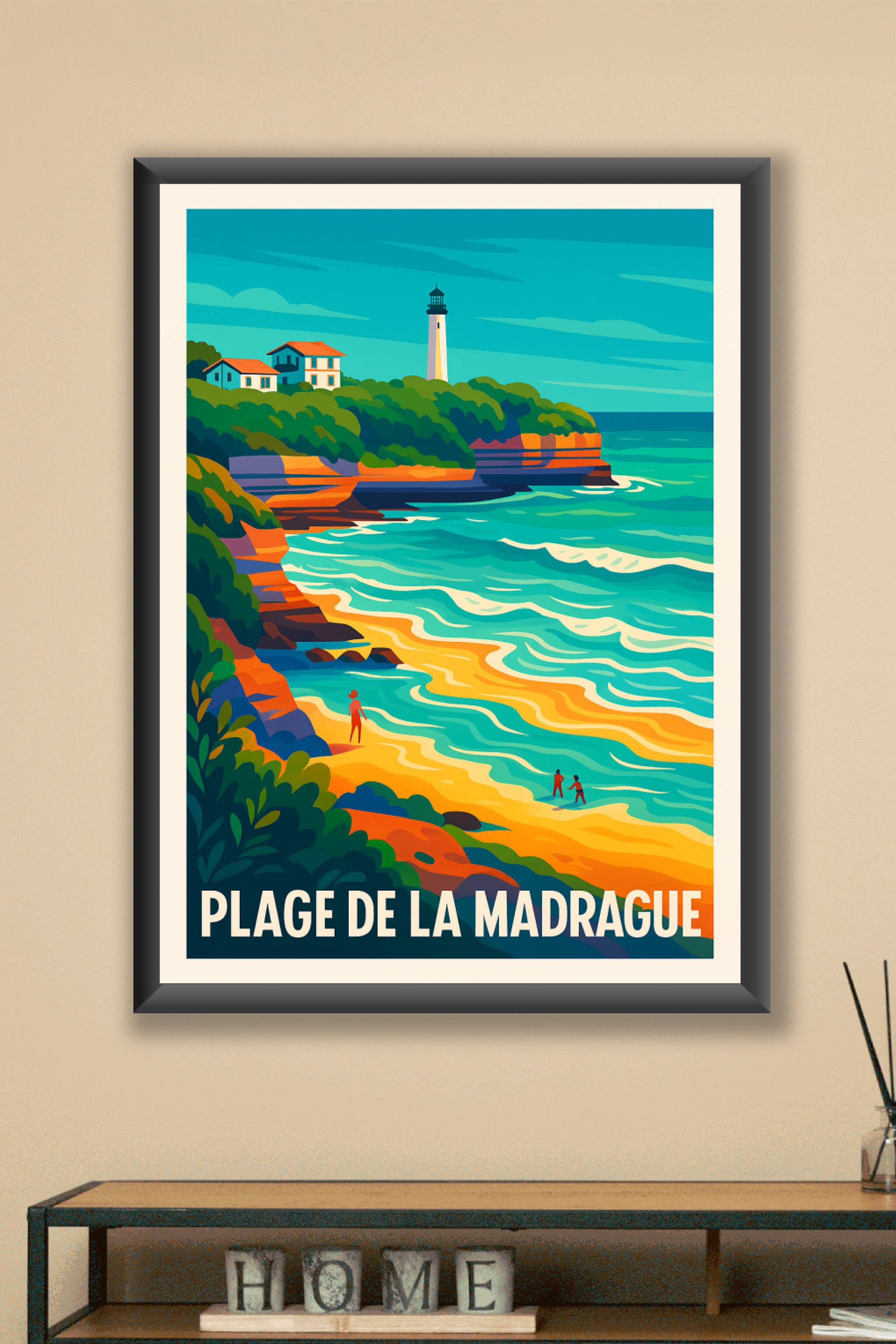 Affiche Plage de la Madrague — L'éclat du littoral basque chez vous · poster d'art de Plage de la Madrague