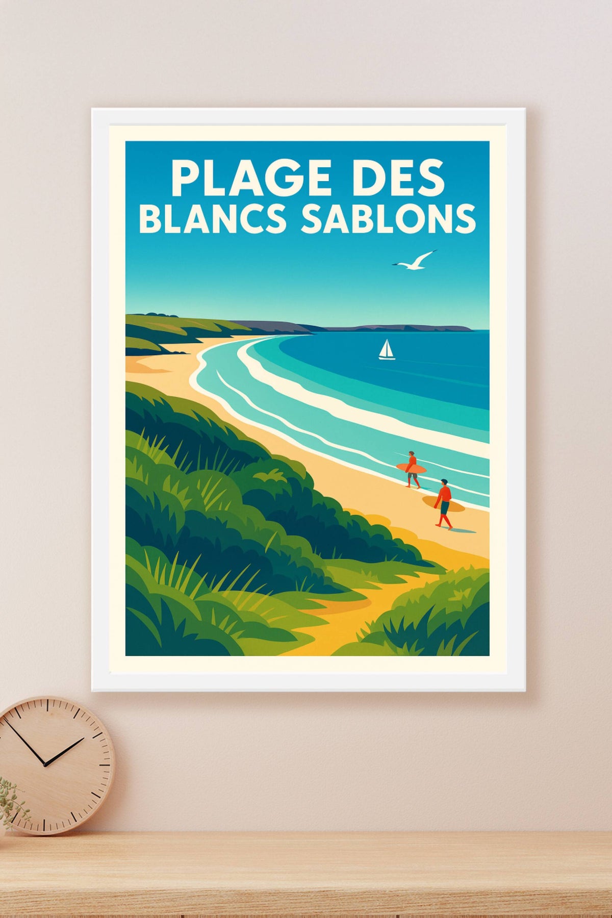 Affiche de Plage des Blancs Sablons - L'esprit surf de la côte bretonne