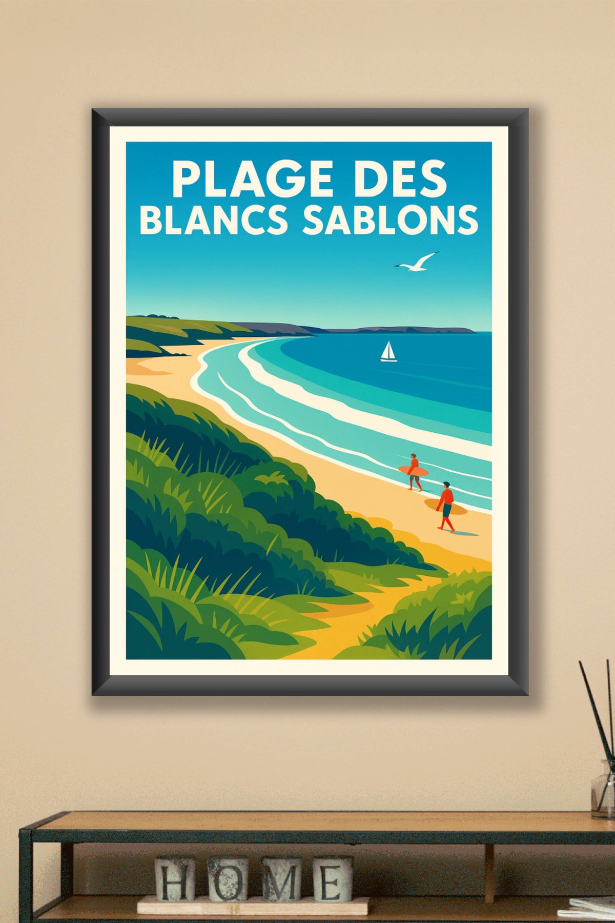 Affiche de Plage des Blancs Sablons - L'esprit surf de la côte bretonne