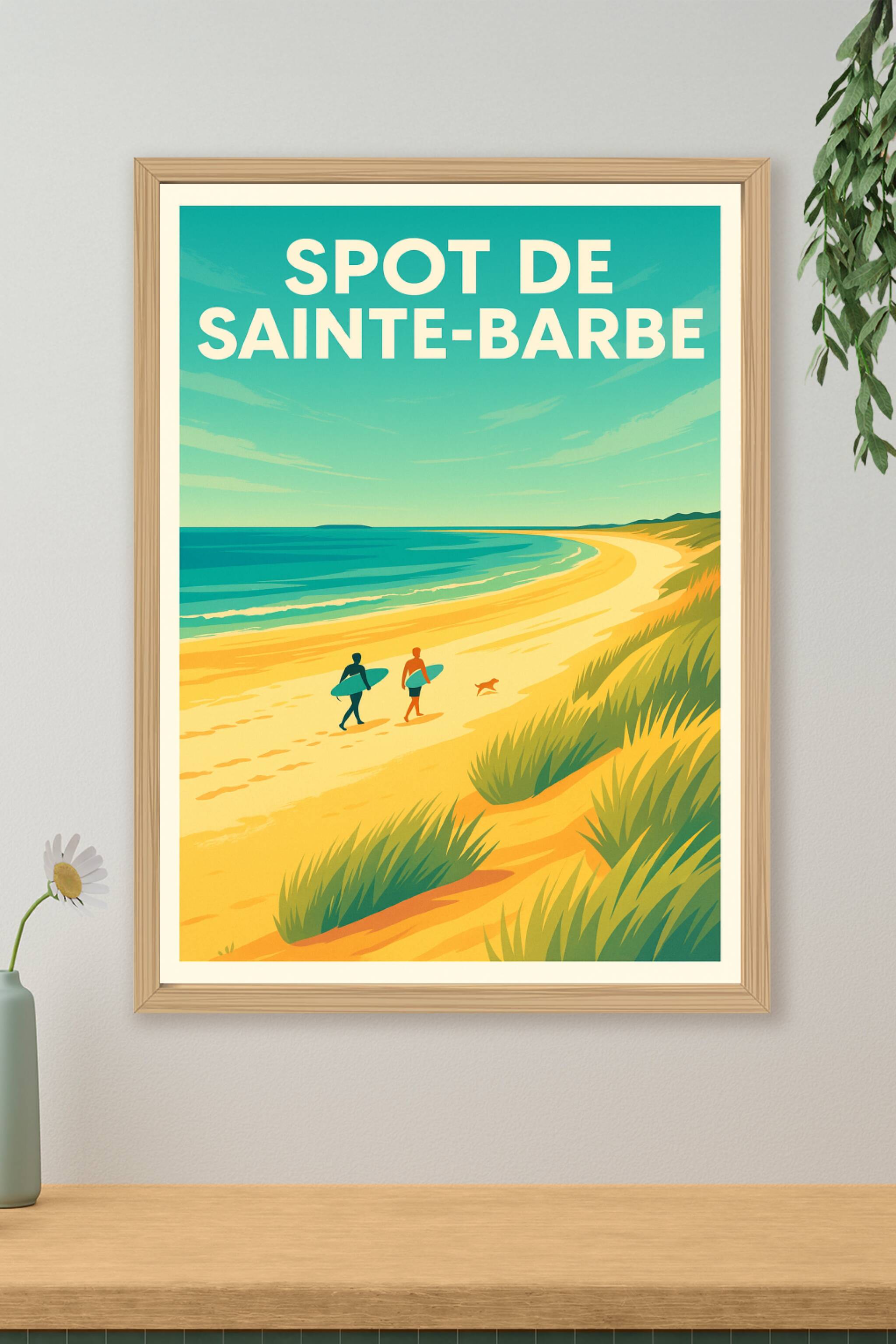 Affiche de Spot de Sainte-Barbe - L'esprit surf et l'éclat des dunes bretonnes