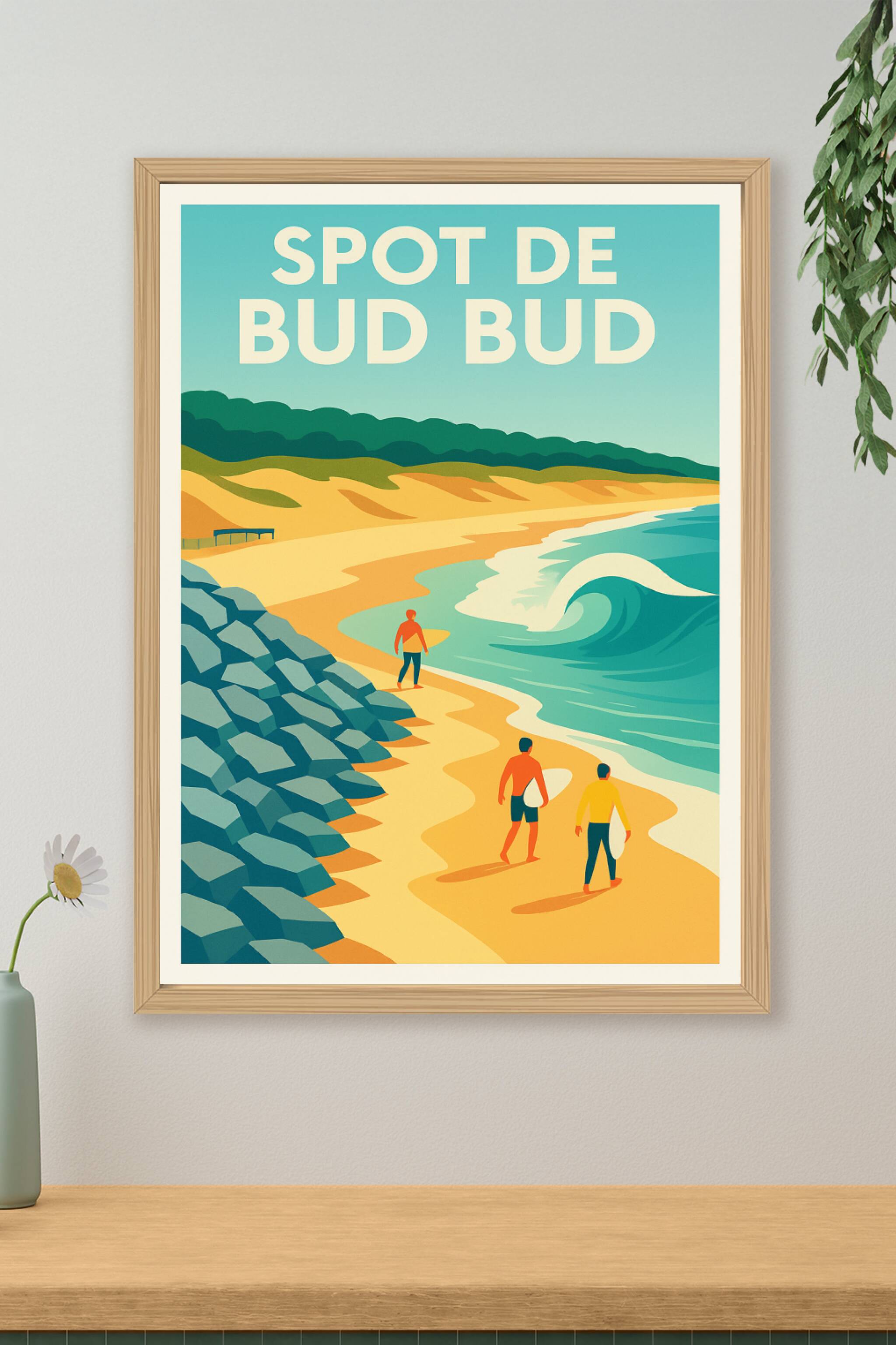 Affiche de Spot de Bud Bud - L'esprit surf de la côte vendéenne