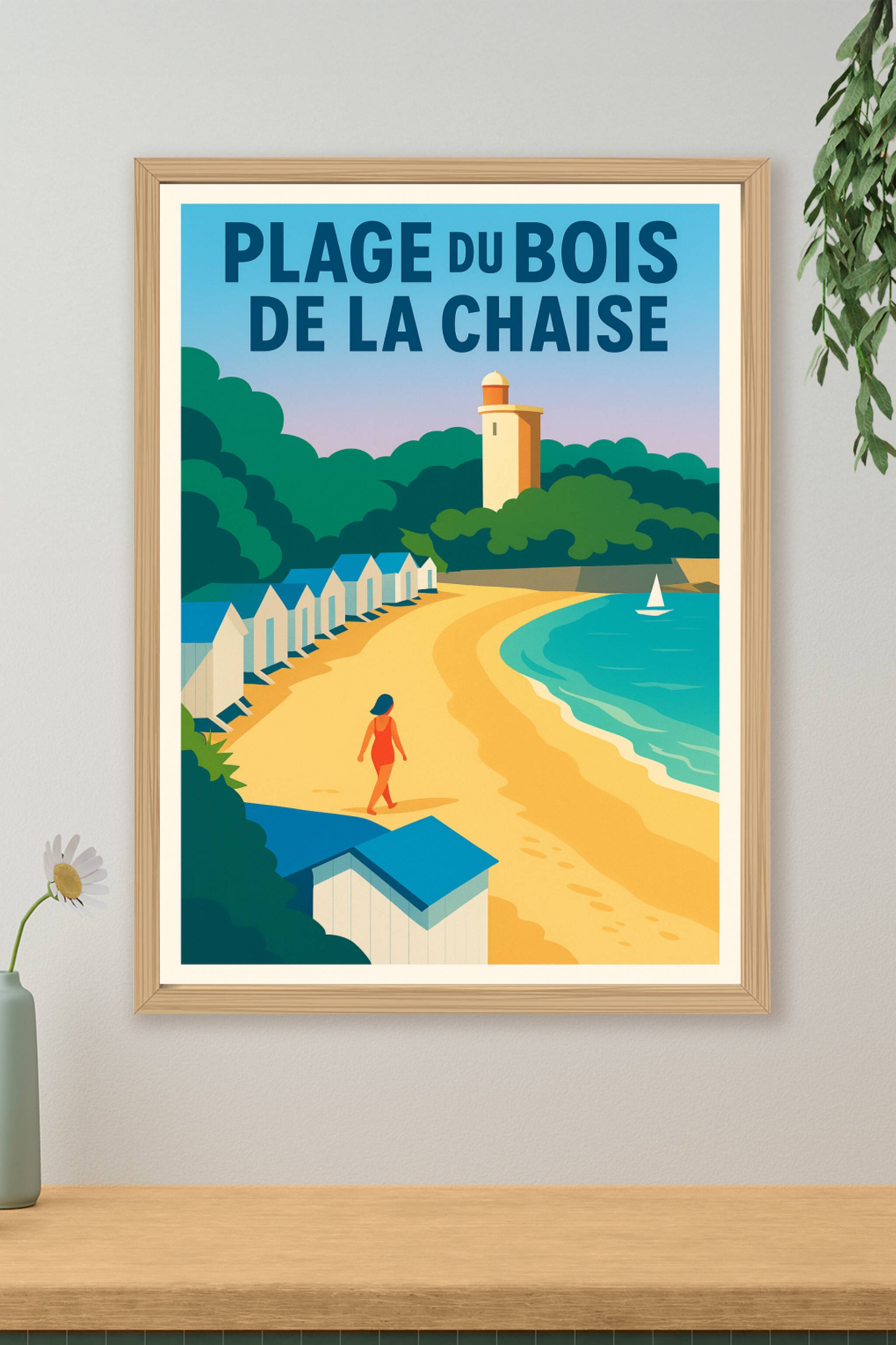 Affiche de Plage du Bois de la Chaise - L'élégance vintage de Noirmoutier