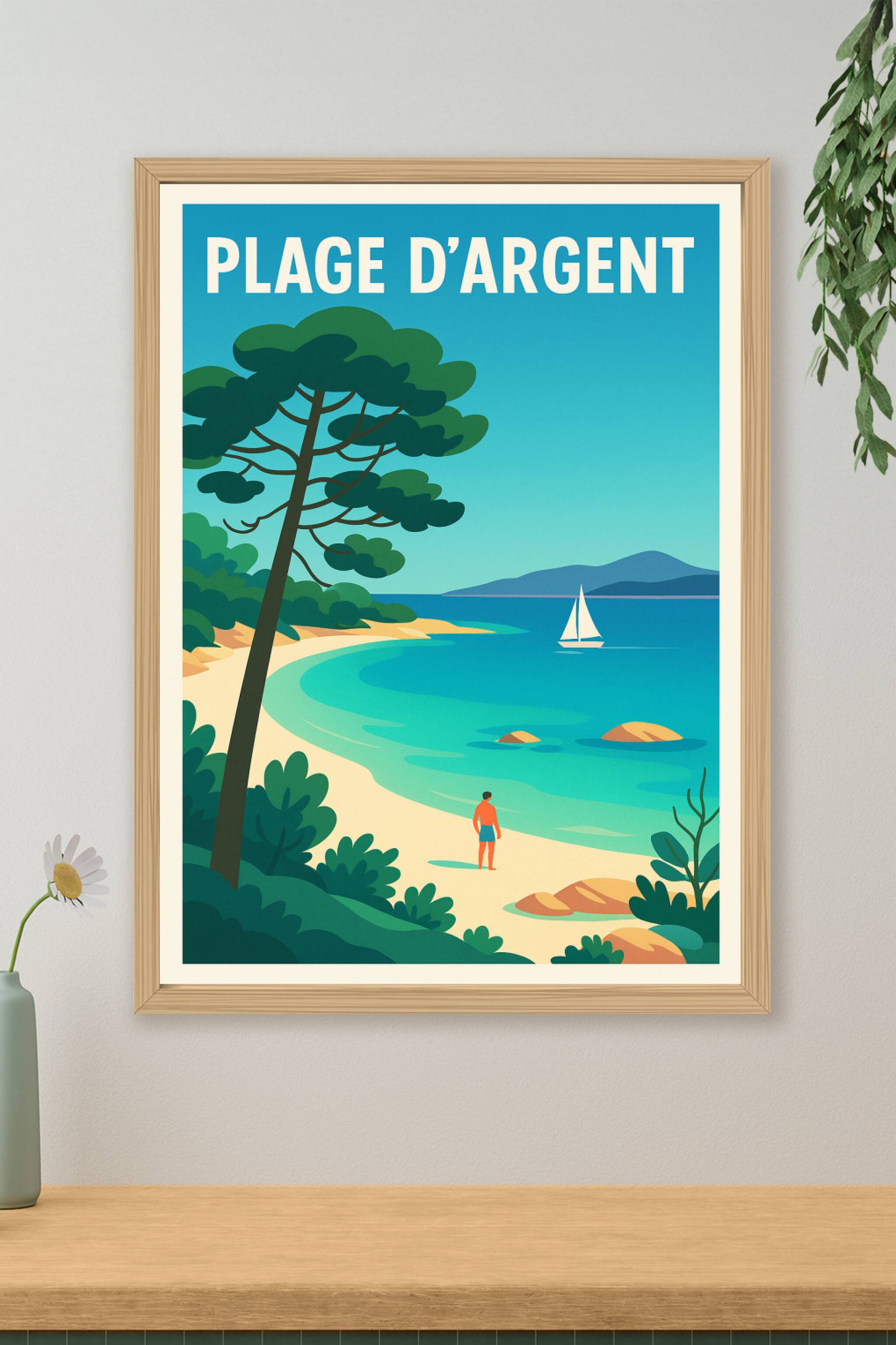 Affiche de Plage d'Argent - L'éclat de la Méditerranée dans votre intérieur