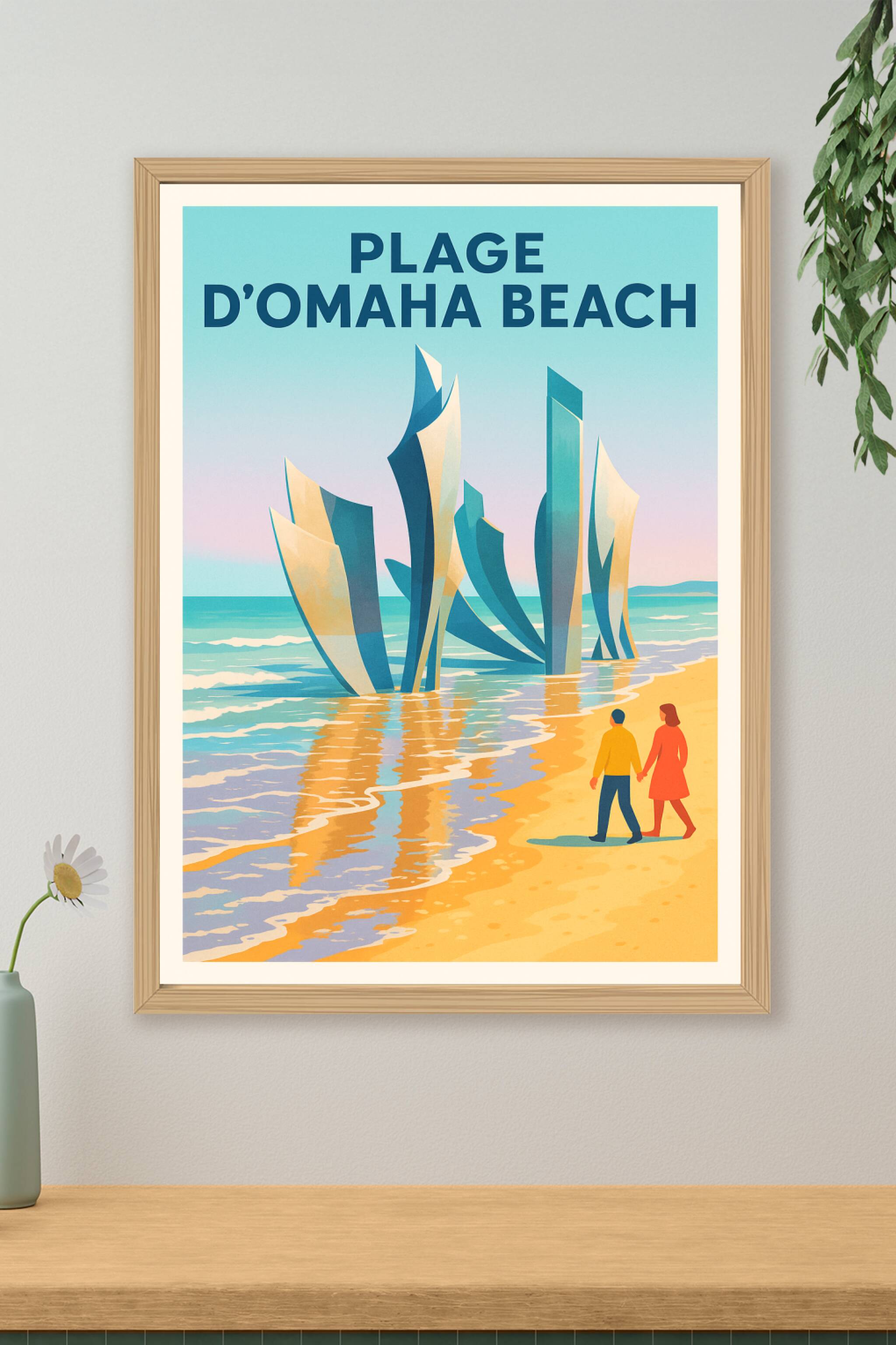 Affiche de Plage d'Omaha Beach - L'élégance de la mémoire en bord de mer
