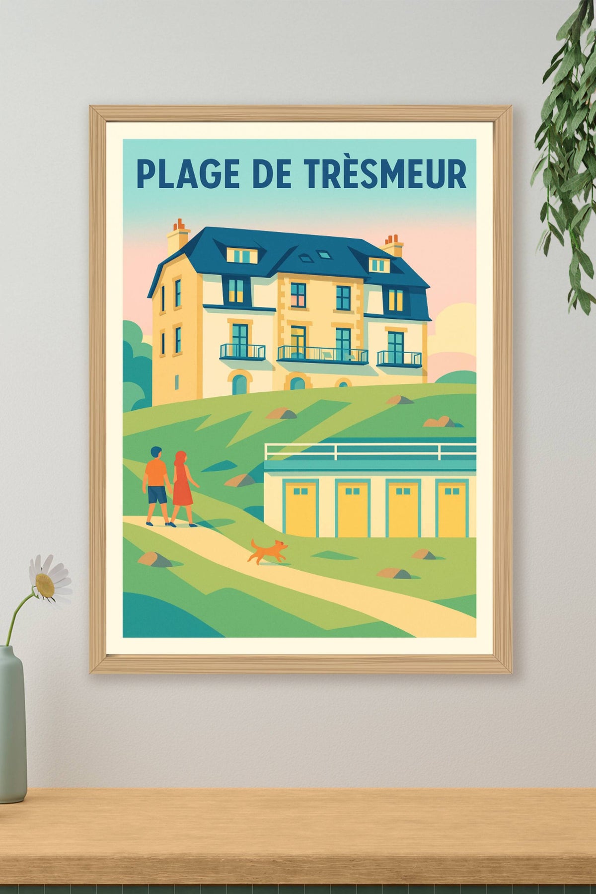 Affiche de Plage de Trèsmeur - L'élégance vintage de la Côte de Granit Rose