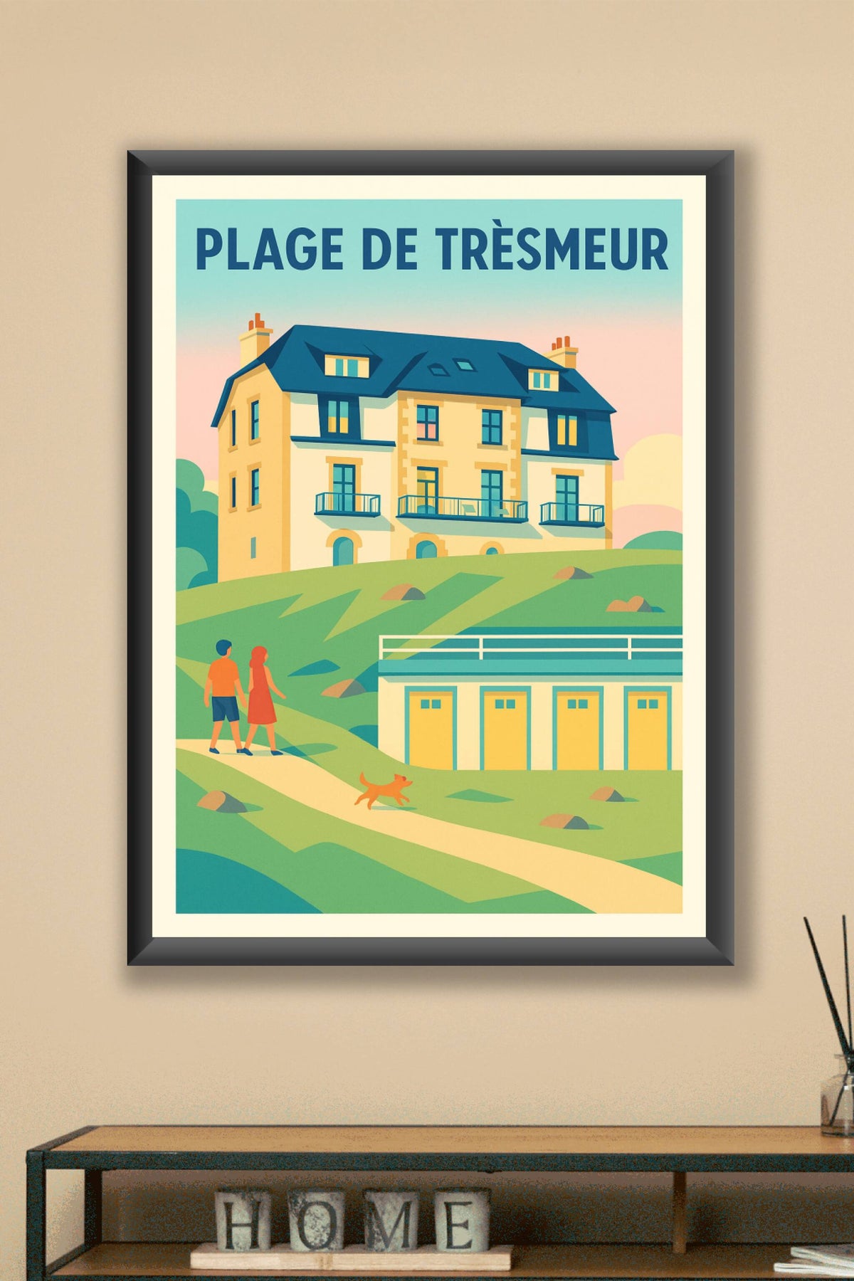 Affiche de Plage de Trèsmeur - L'élégance vintage de la Côte de Granit Rose