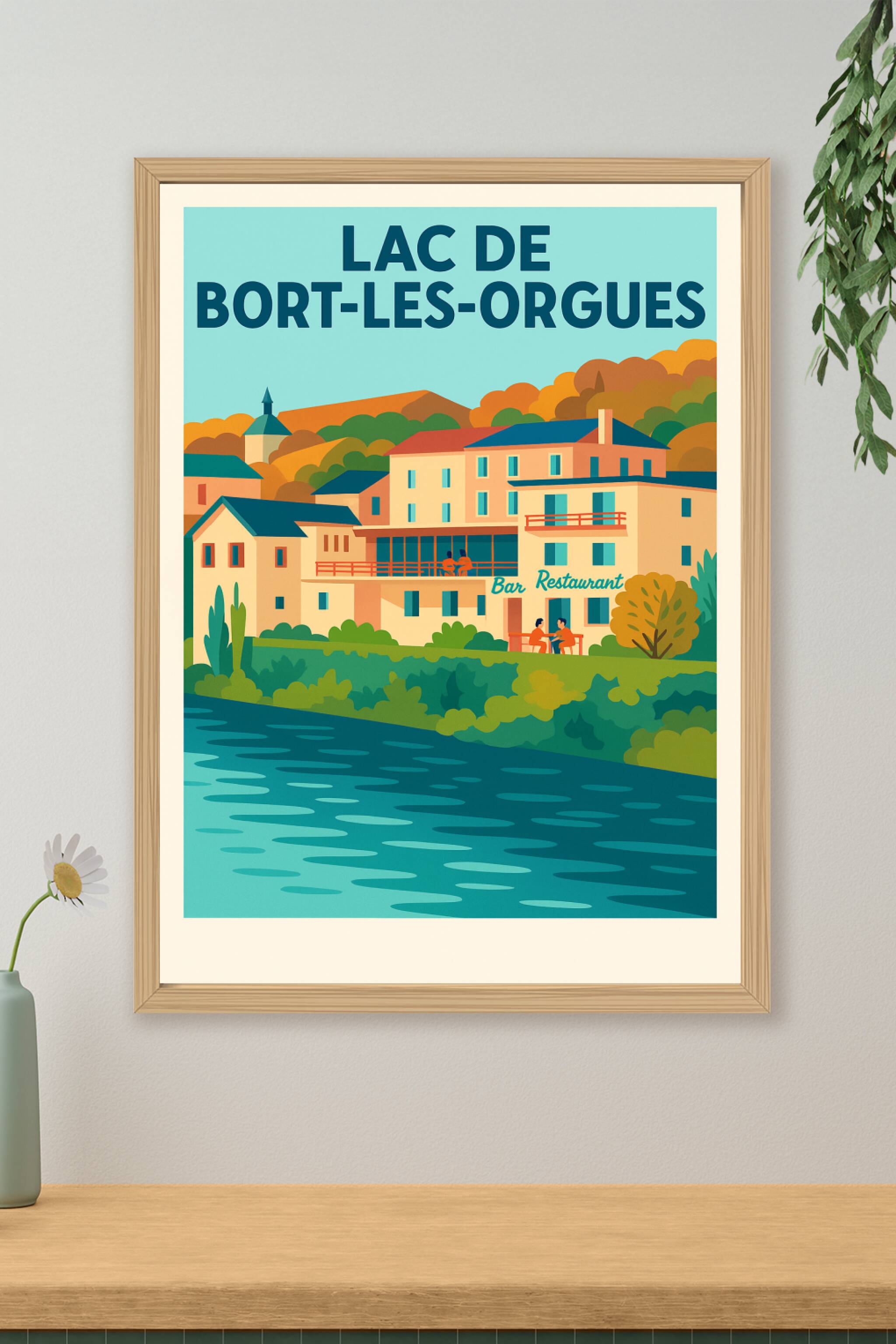 Affiche de Lac de Bort-les-Orgues - L'élégance vintage au bord de l'eau