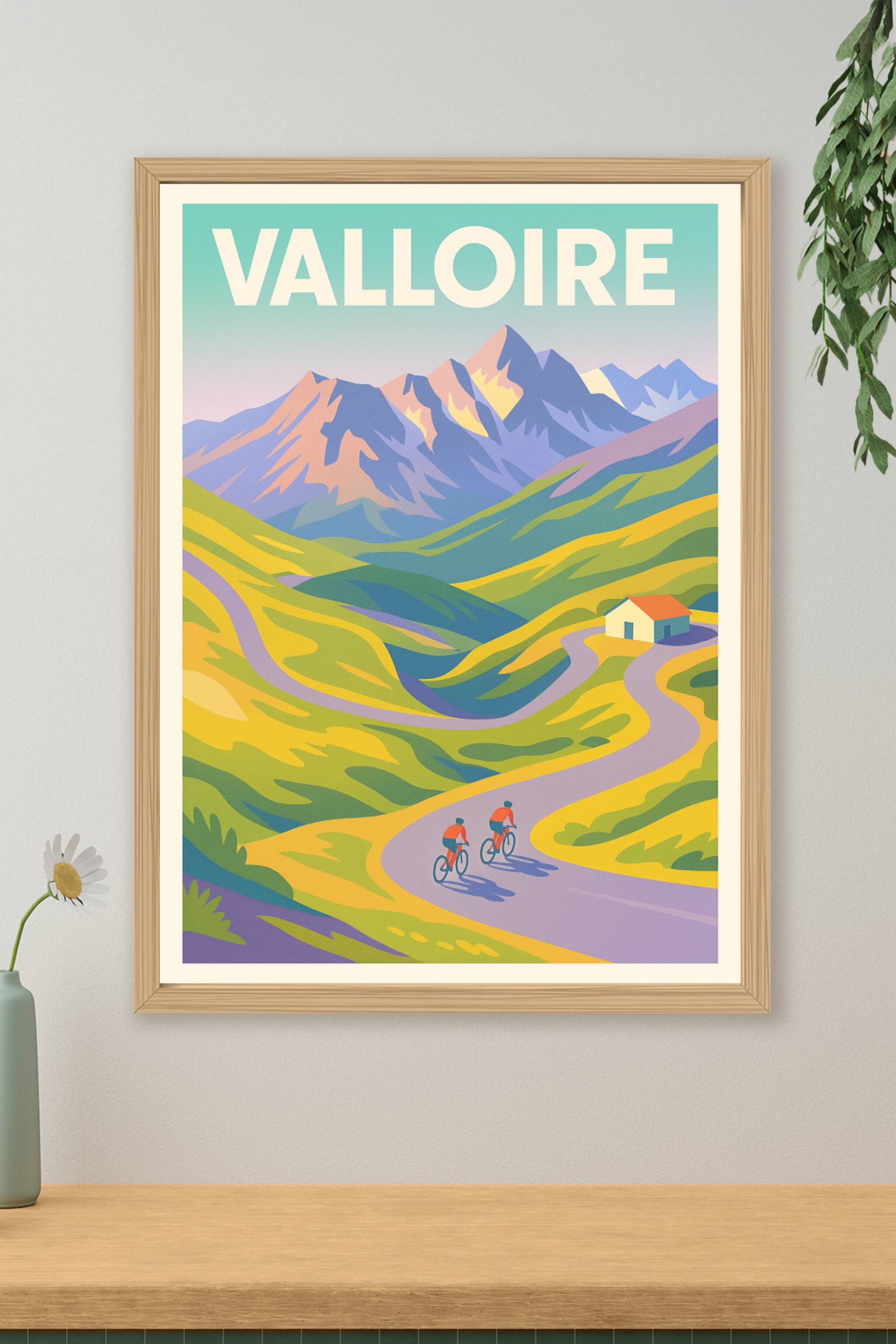 Affiche de Valloire - L'ascension mythique des Alpes en couleurs