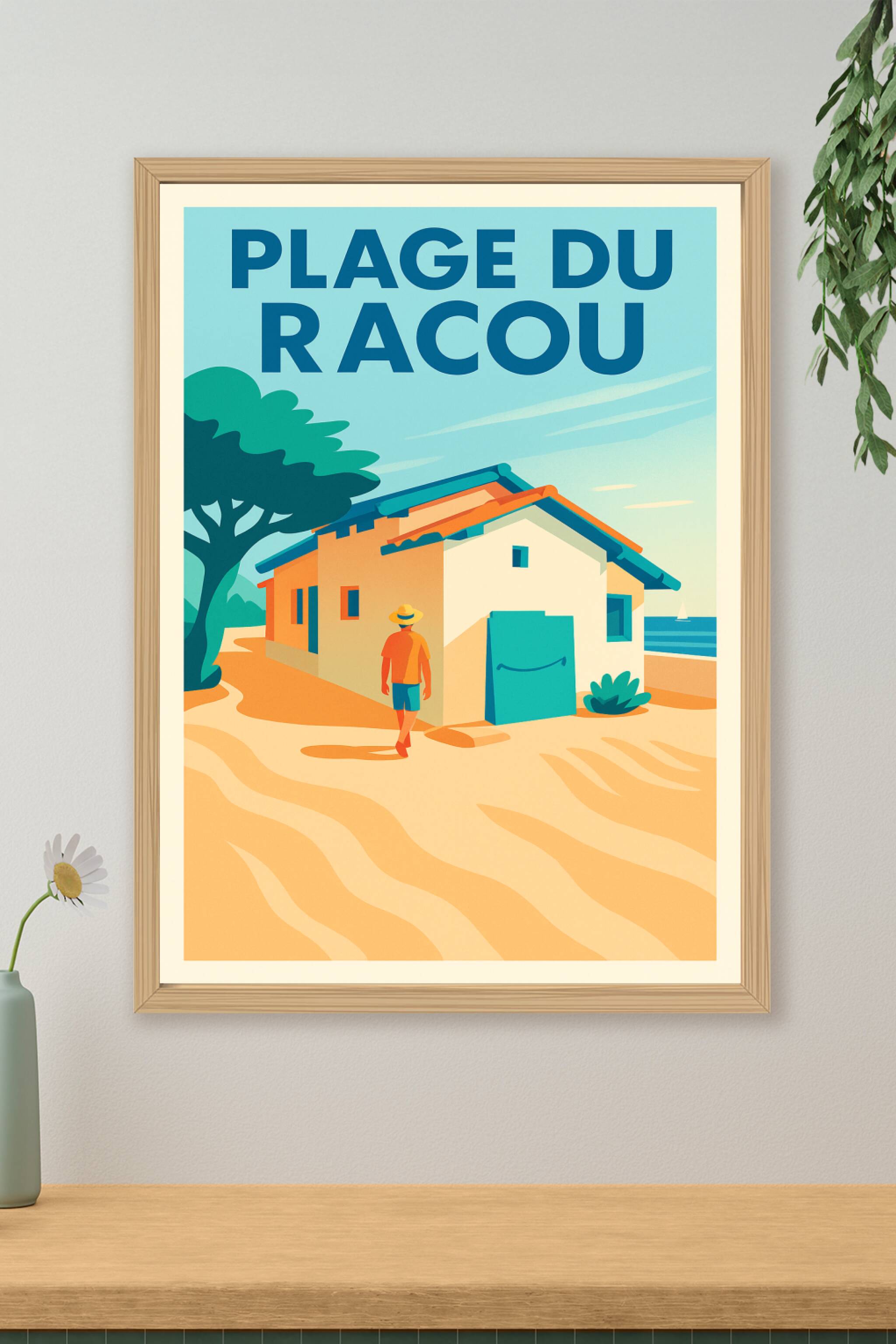 Affiche de Plage du Racou - L'esprit vintage des vacances entre sable et pins