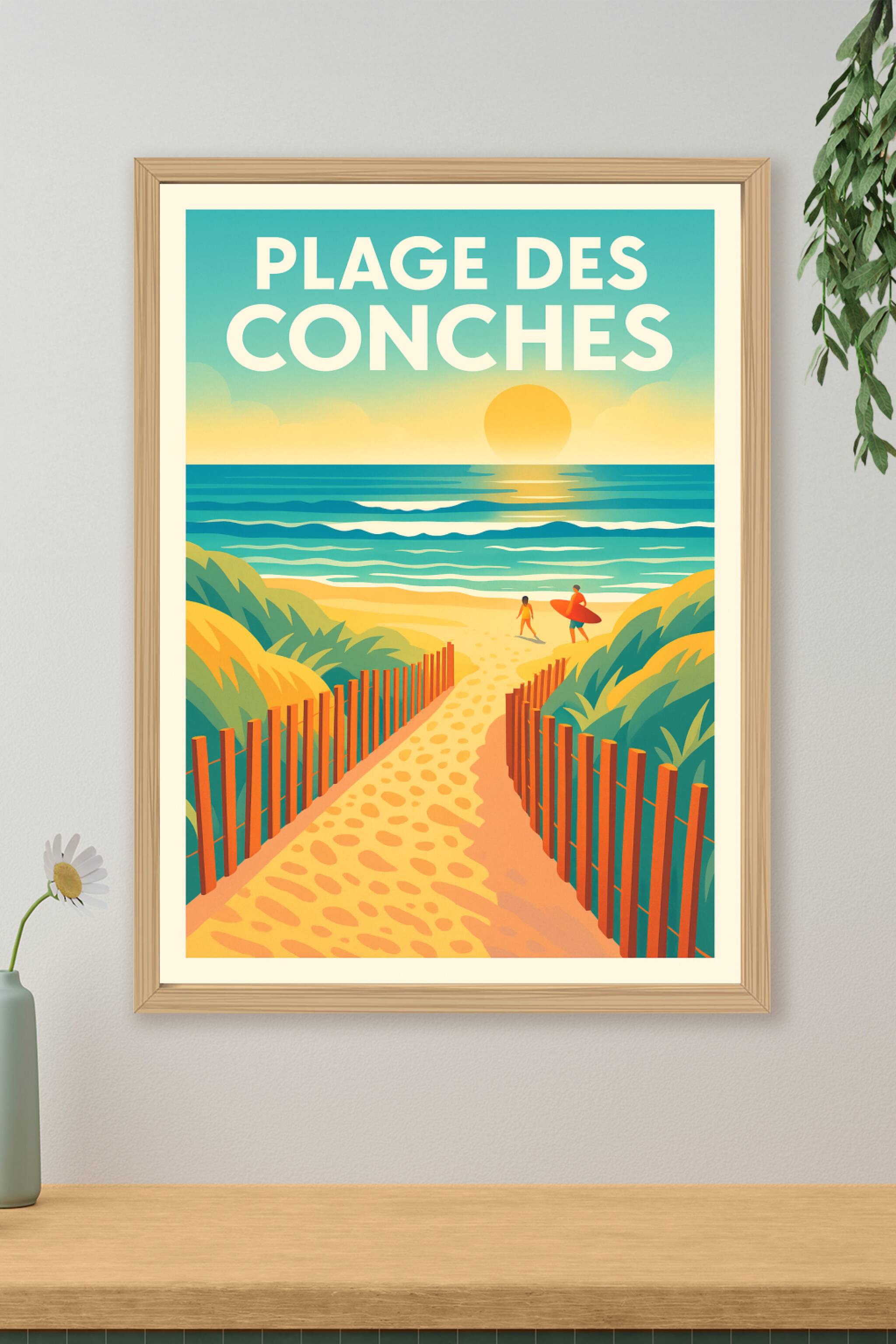 Affiche de Plage des Conches - L'esprit surf et l'éclat de la Vendée