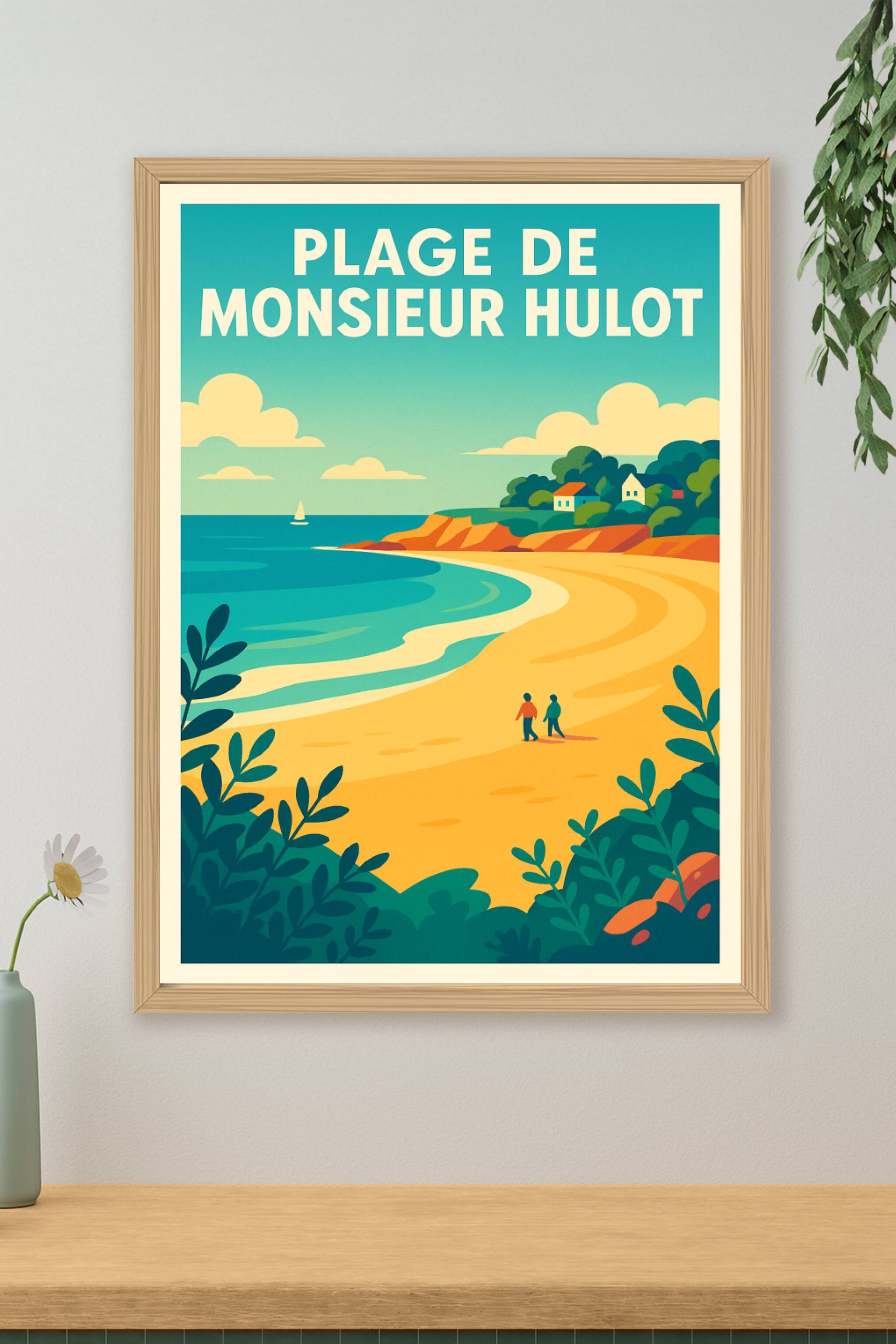 Affiche de Plage de Monsieur Hulot - L'élégance rétro de la côte atlantique
