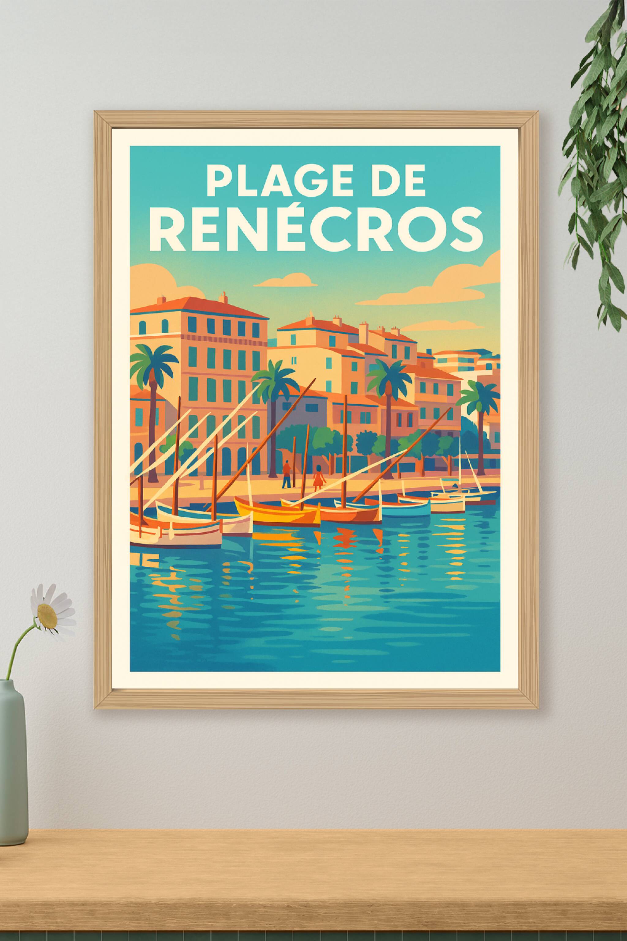 Affiche de Plage de Renécros - L'élégance vintage de la Côte d'Azur