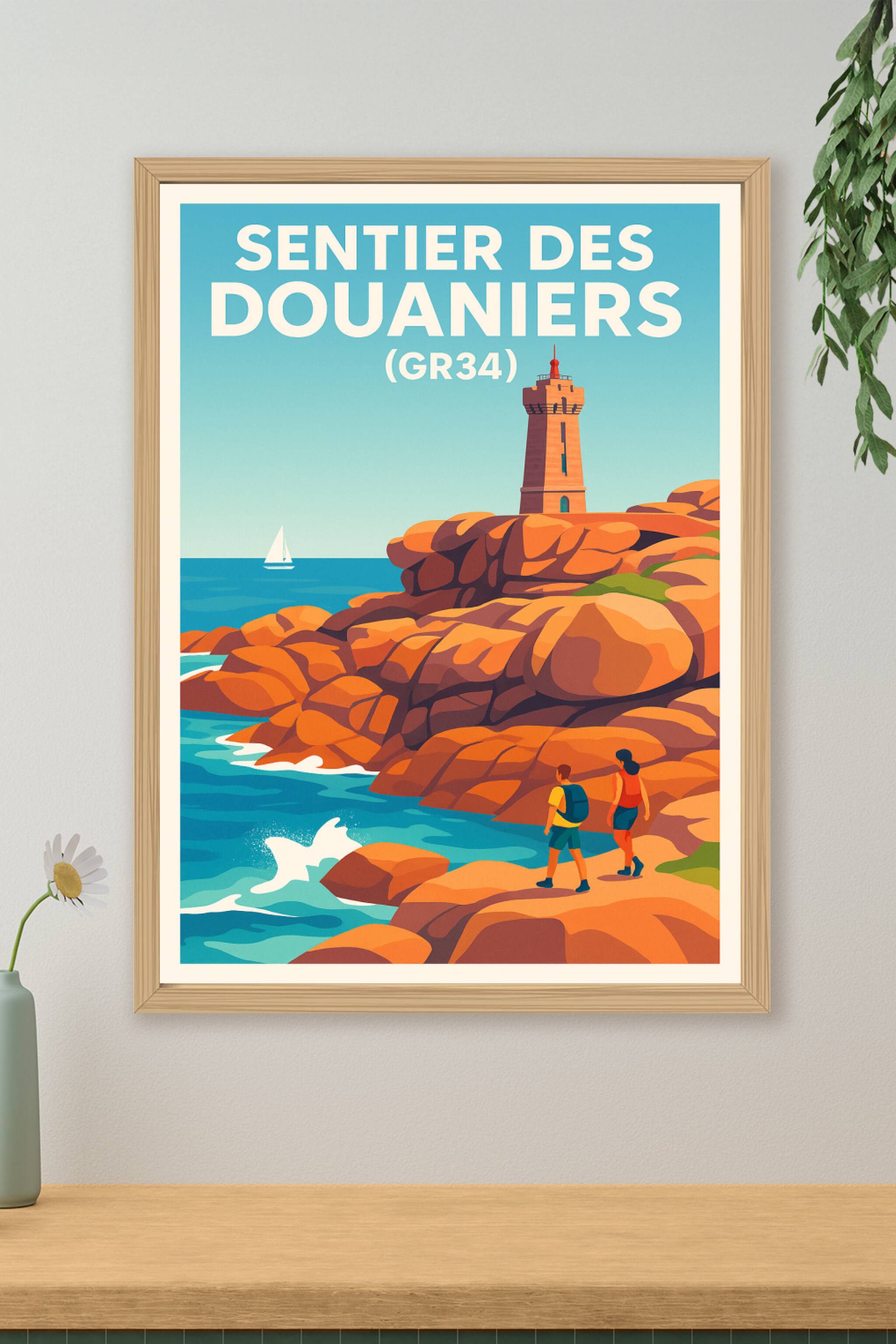 Affiche de Sentier des Douaniers (GR34) - L'aventure sauvage au bord des côtes bretonnes