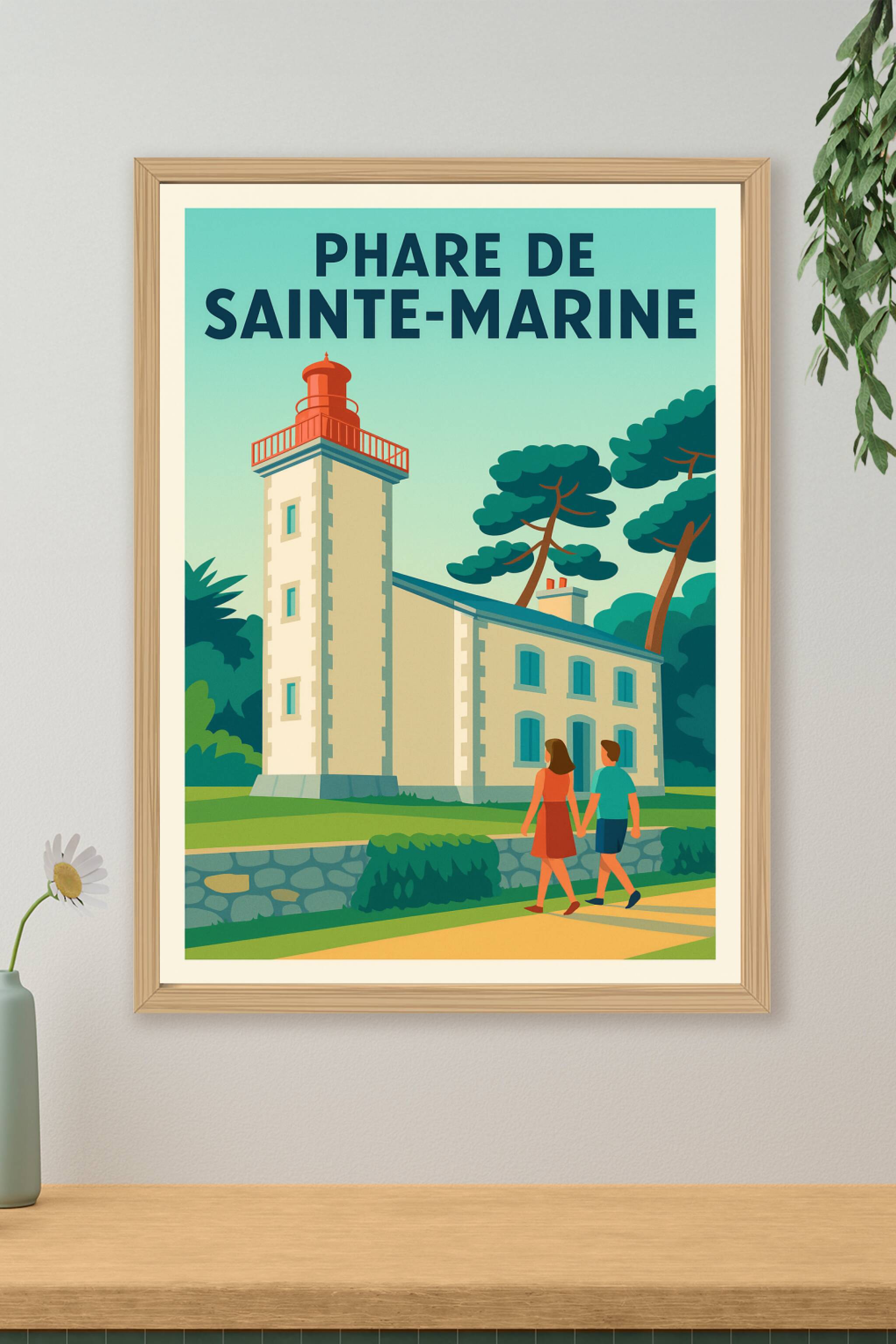 Affiche de Phare de Sainte-Marine - L'élégance vintage du littoral breton