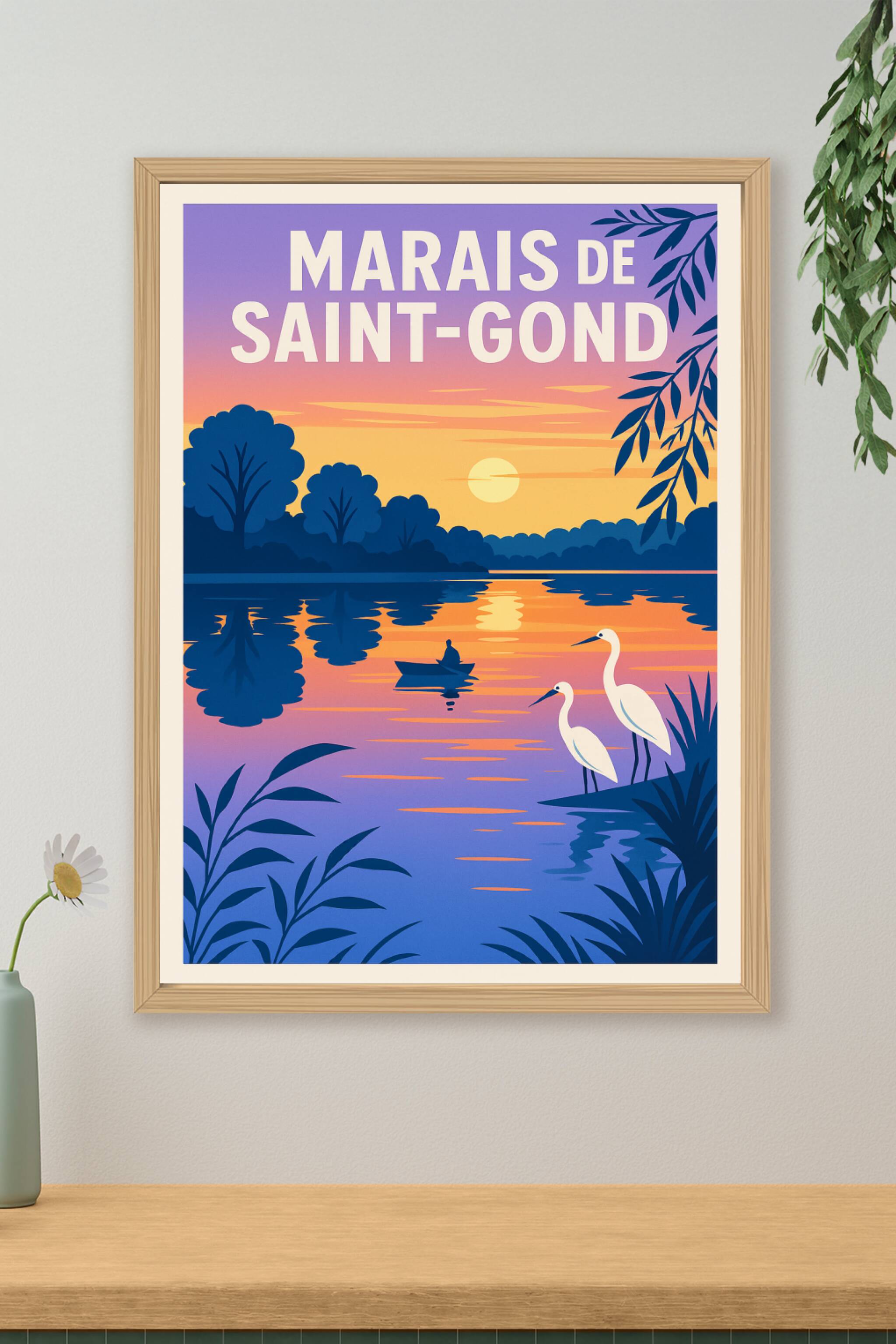 Affiche de Marais de Saint-Gond - Sérénité sauvage au coucher du soleil