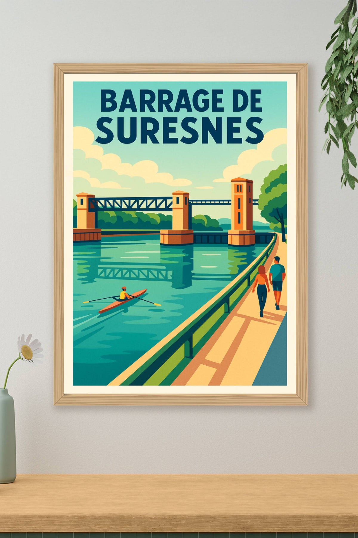 Affiche de Barrage de Suresnes - L'élégance des bords de Seine en style vintage