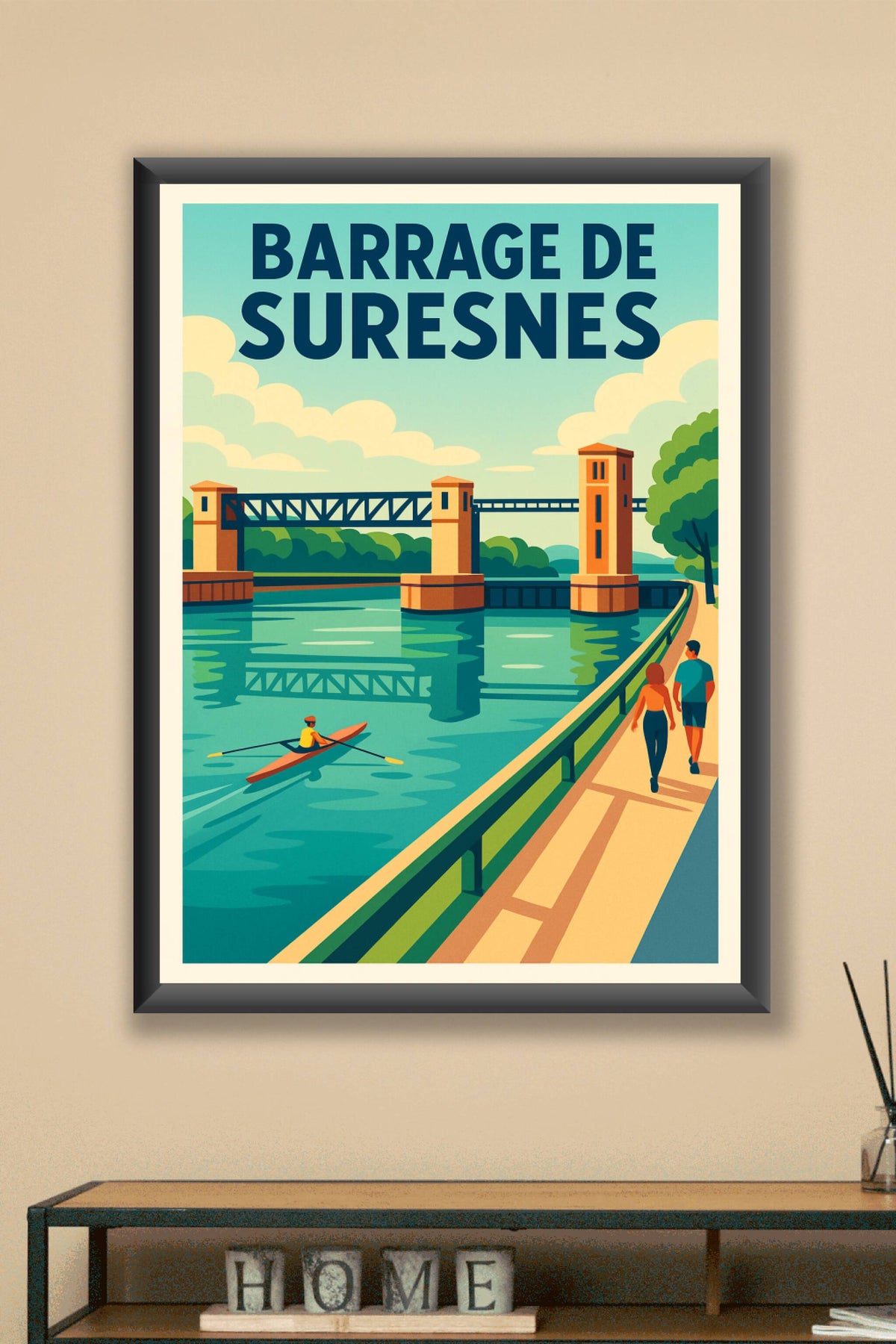 Affiche de Barrage de Suresnes - L'élégance des bords de Seine en style vintage