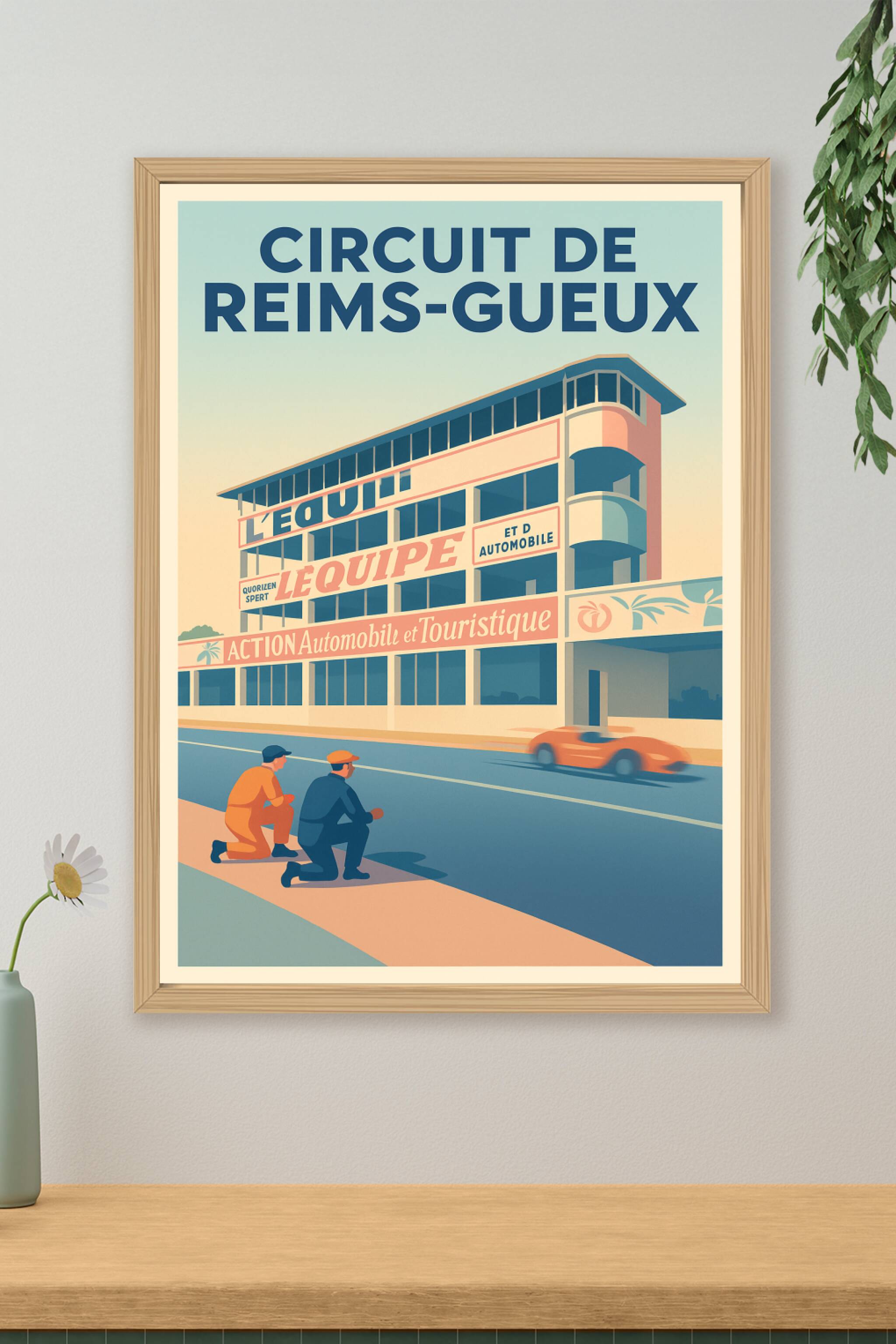 Affiche de Circuit de Reims-Gueux - L'élégance vintage de la course automobile