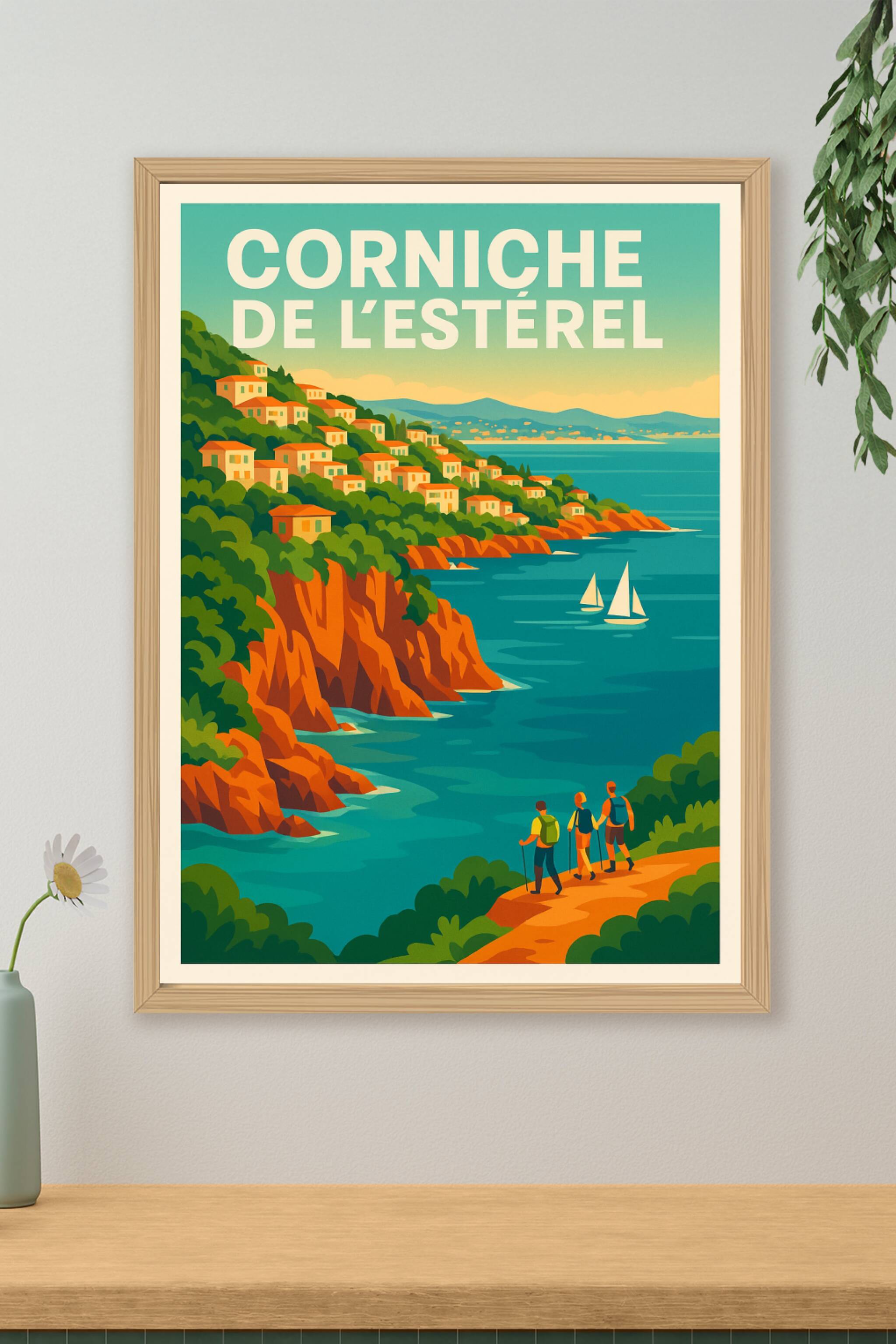 Affiche de Corniche de l'Estérel - L'éclat de la roche rouge et de l'azur