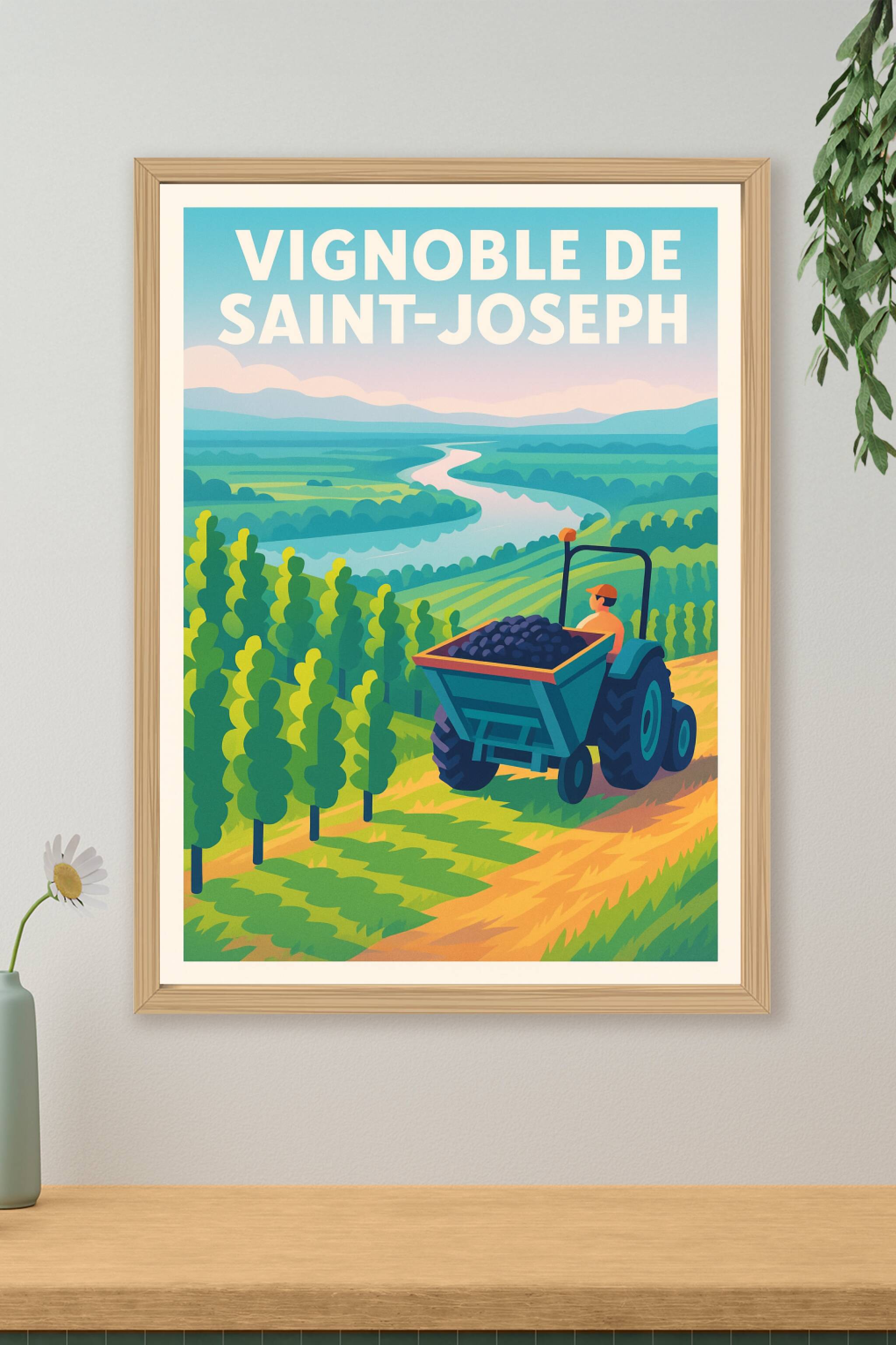 Affiche de Vignoble de Saint-Joseph - L'élégance des terrasses du Rhône