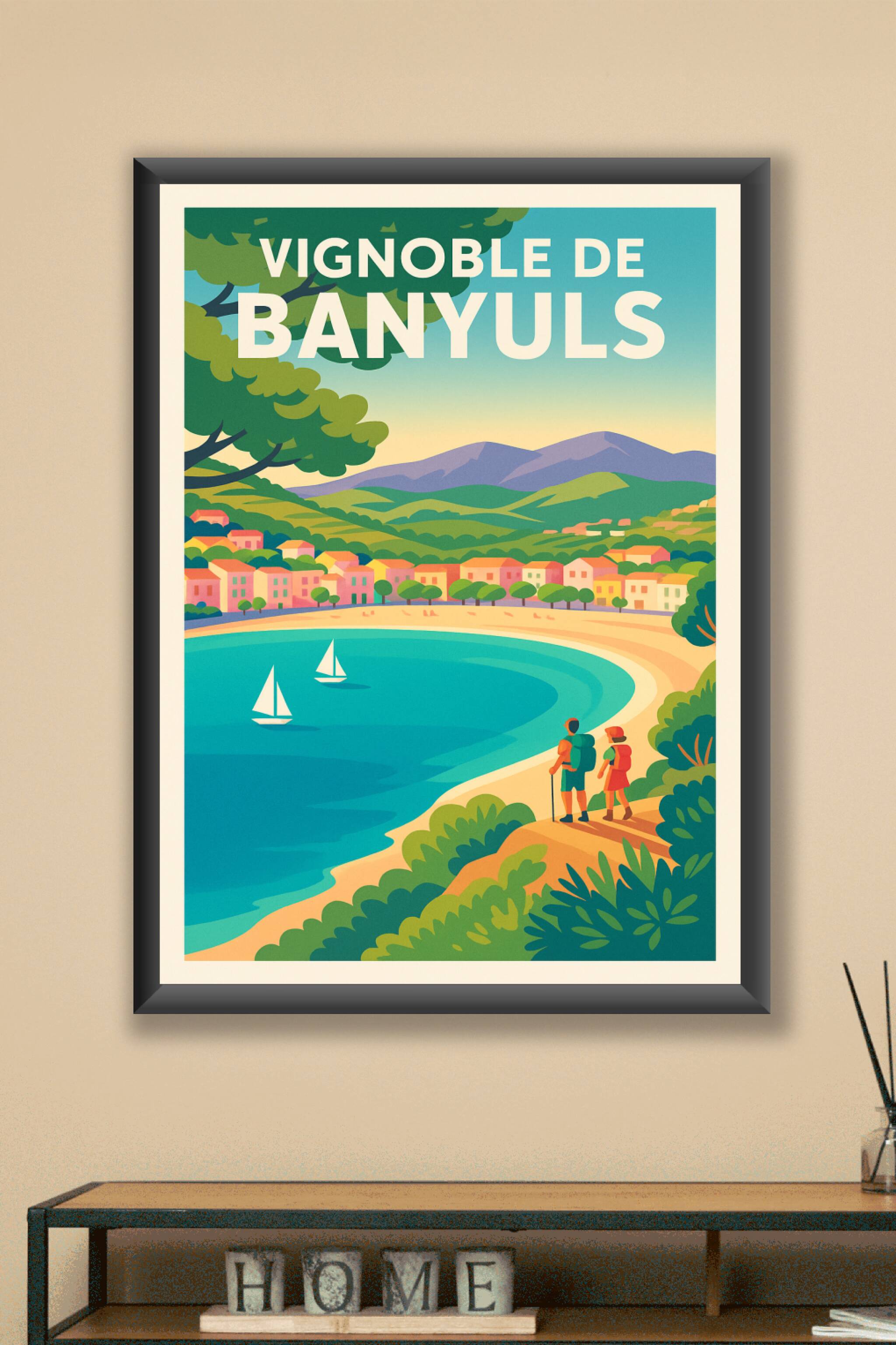 Affiche Vignoble de Banyuls — L'éclat de la Méditerranée entre mer et montagnes · poster d'art de Vignoble de Banyuls
